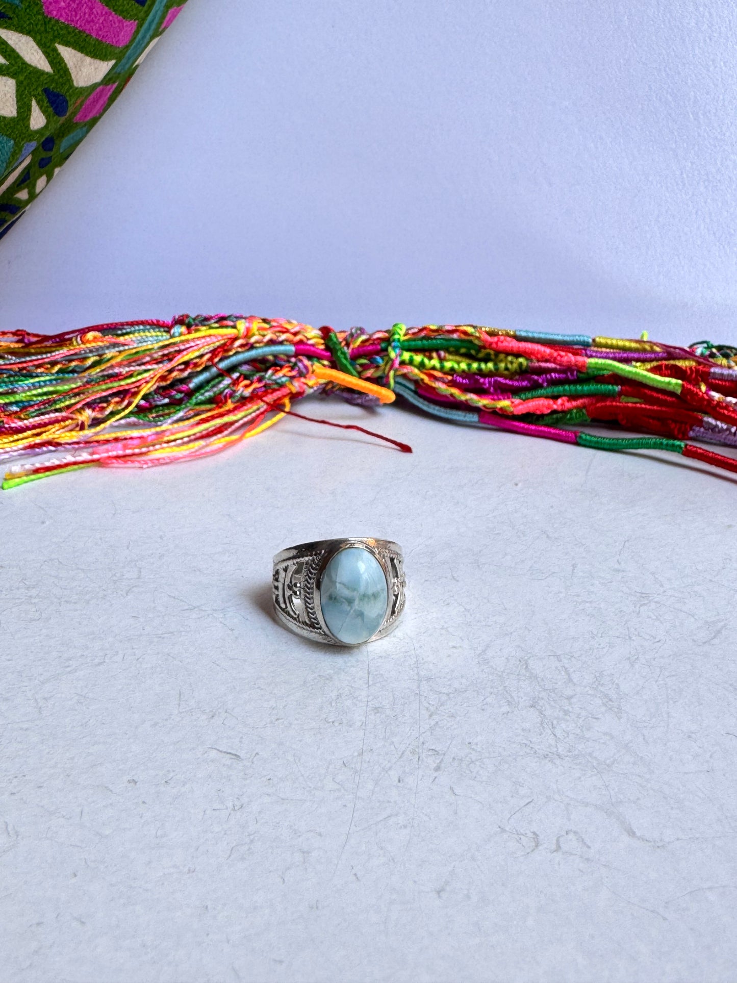 Anello argento 925 larimar misura 18/19 - 4UM
