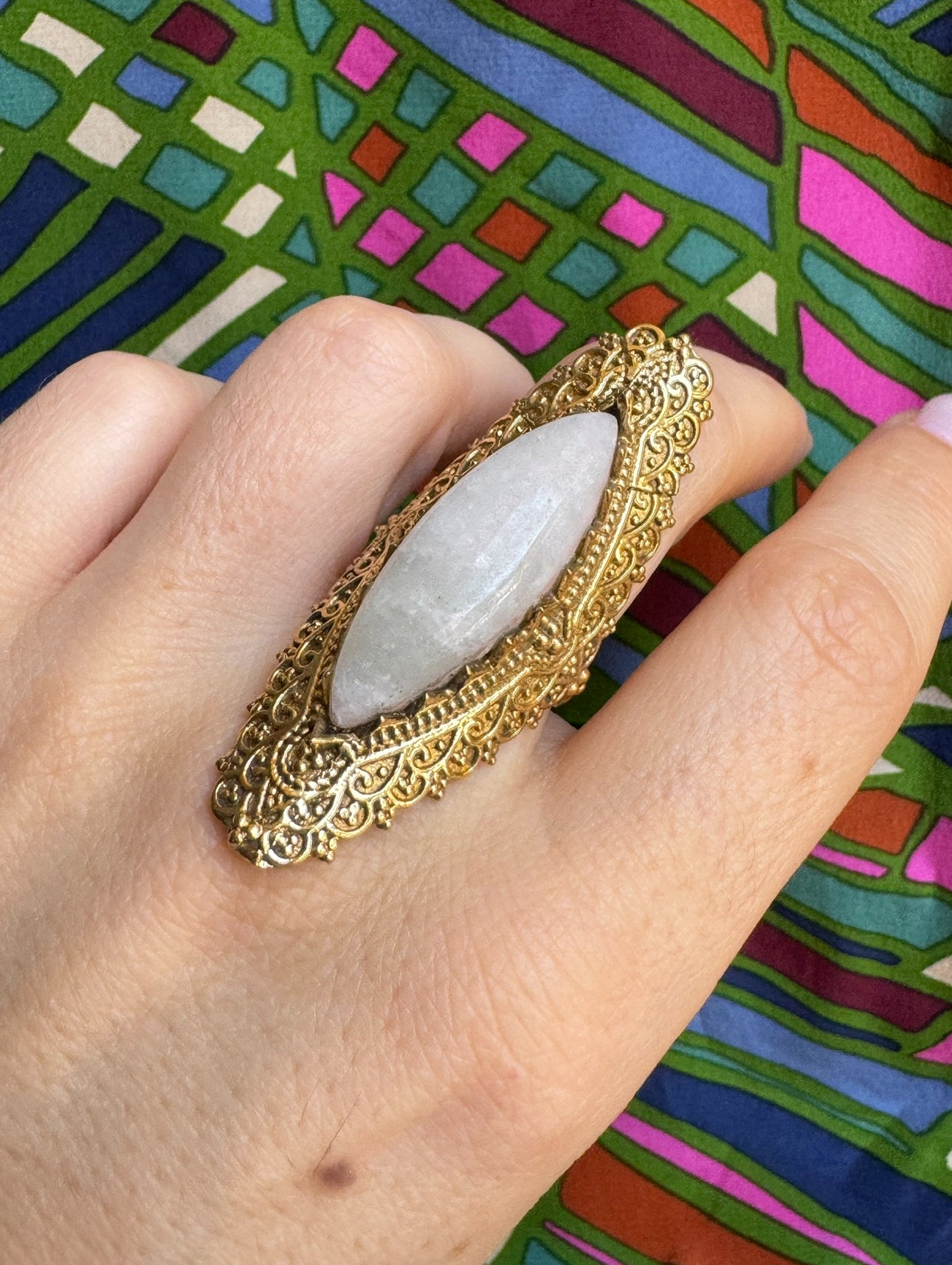 Golden moonstone boho ring