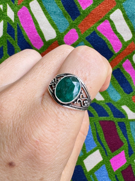 Anello argento 925 radice di smeraldo misura 18 - G57