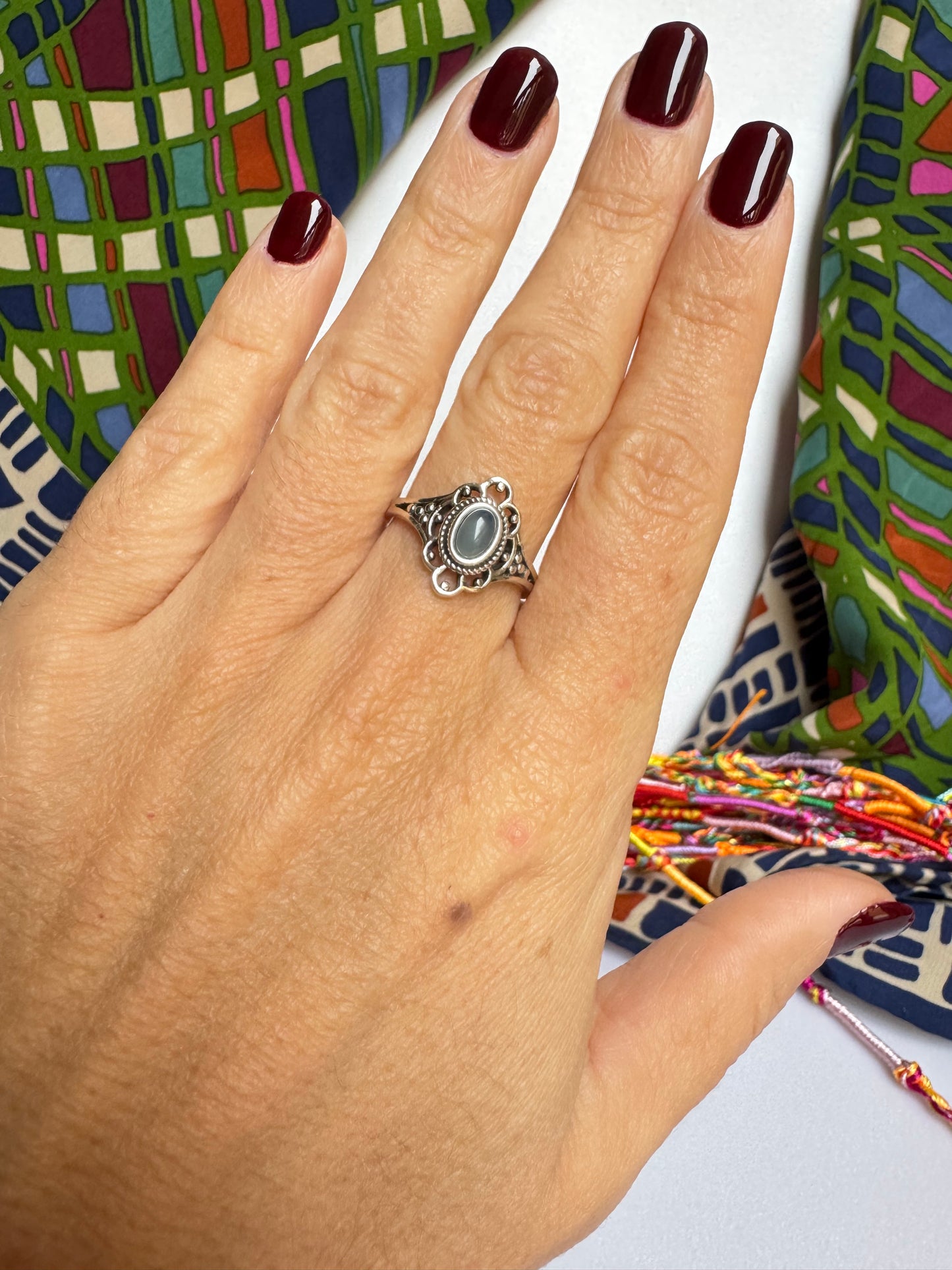 Anello argento 925 calcedonio misura 16/17 M16