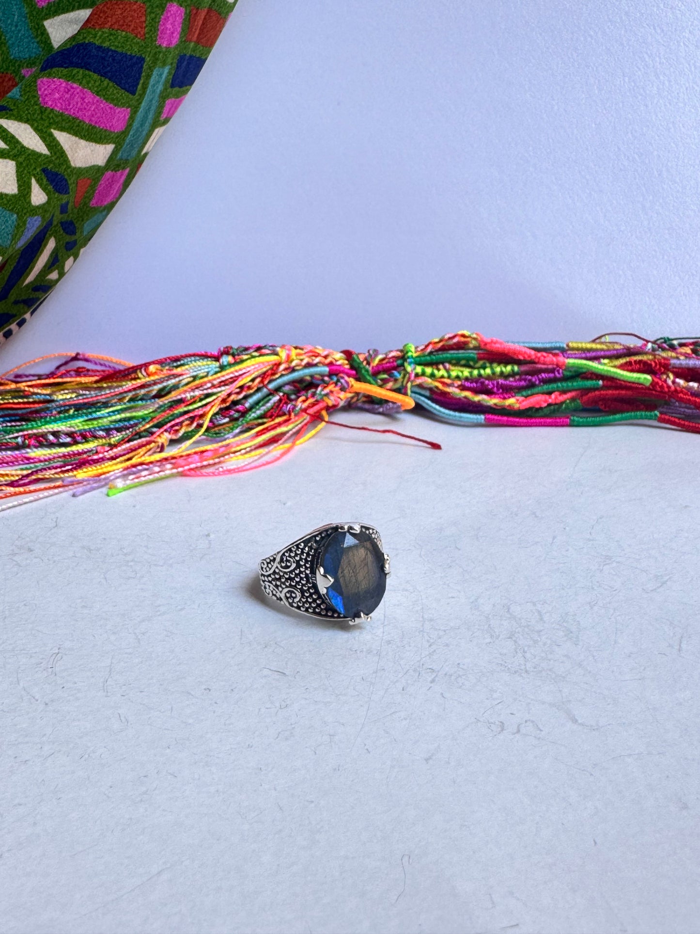 Anello argento 925 labradorite da misura 23 - 21UM