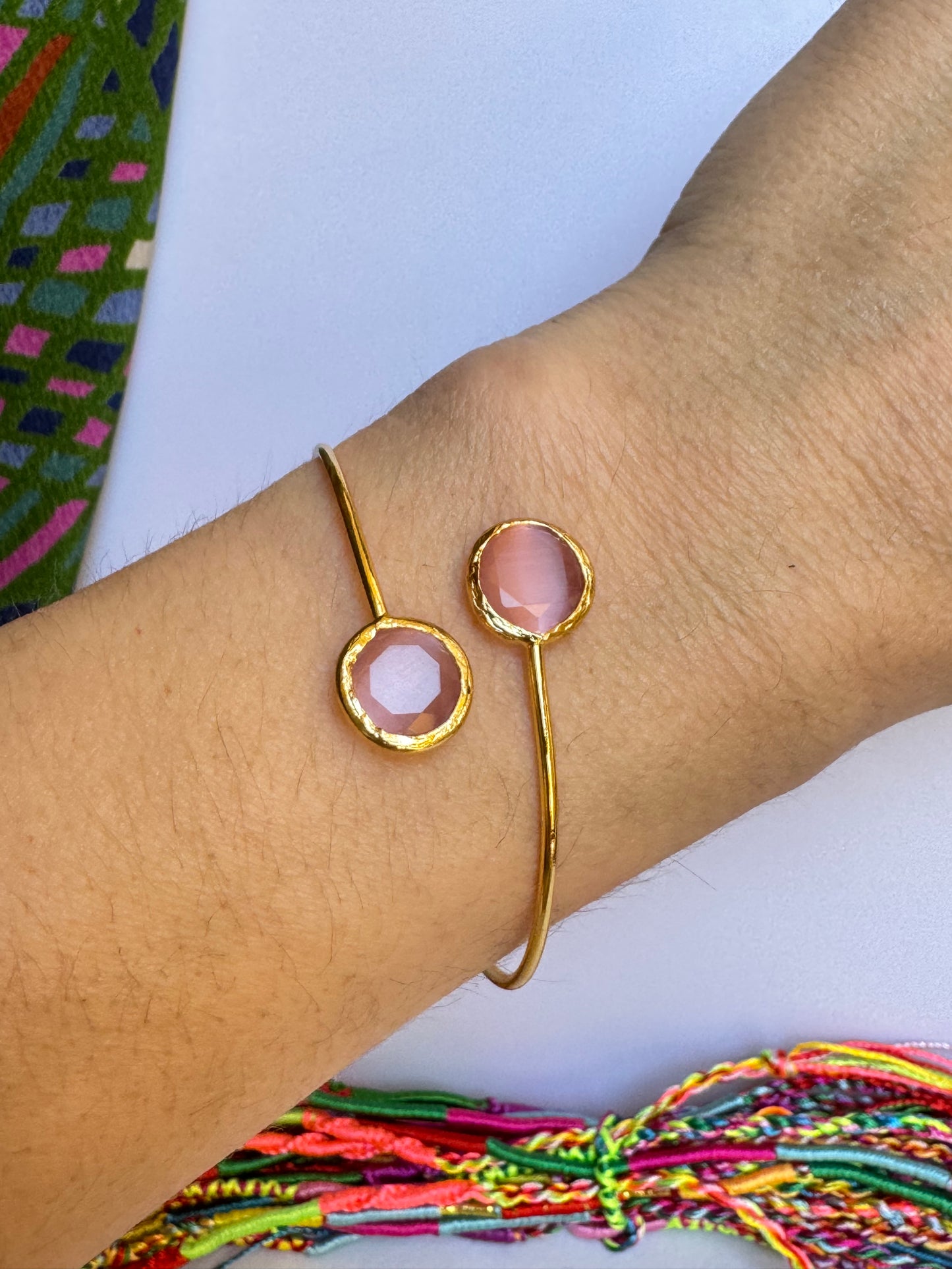 Bracciale pietra tondo rosa