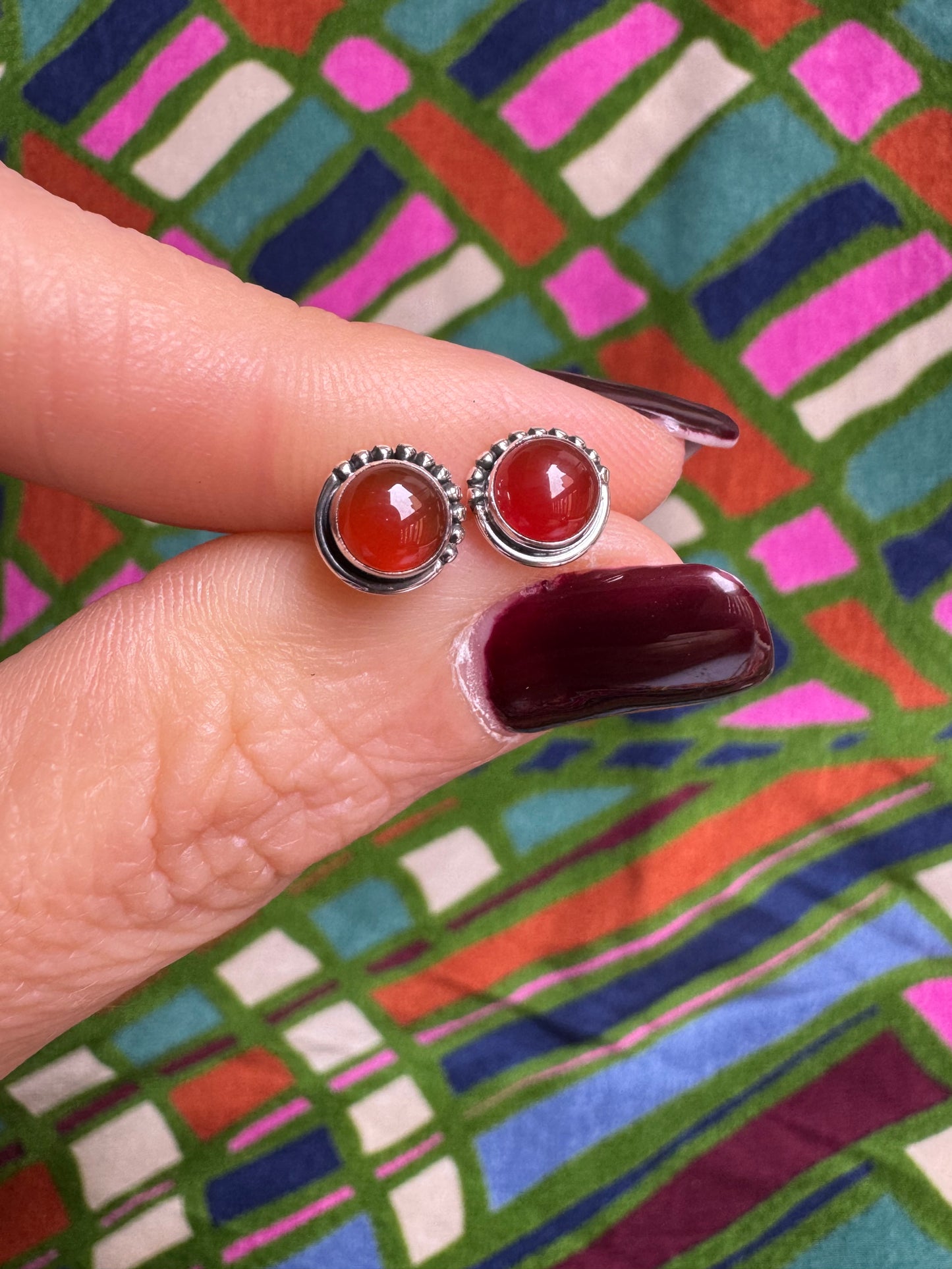 Mini Lobe Ohrringe 925 Silber Karneol