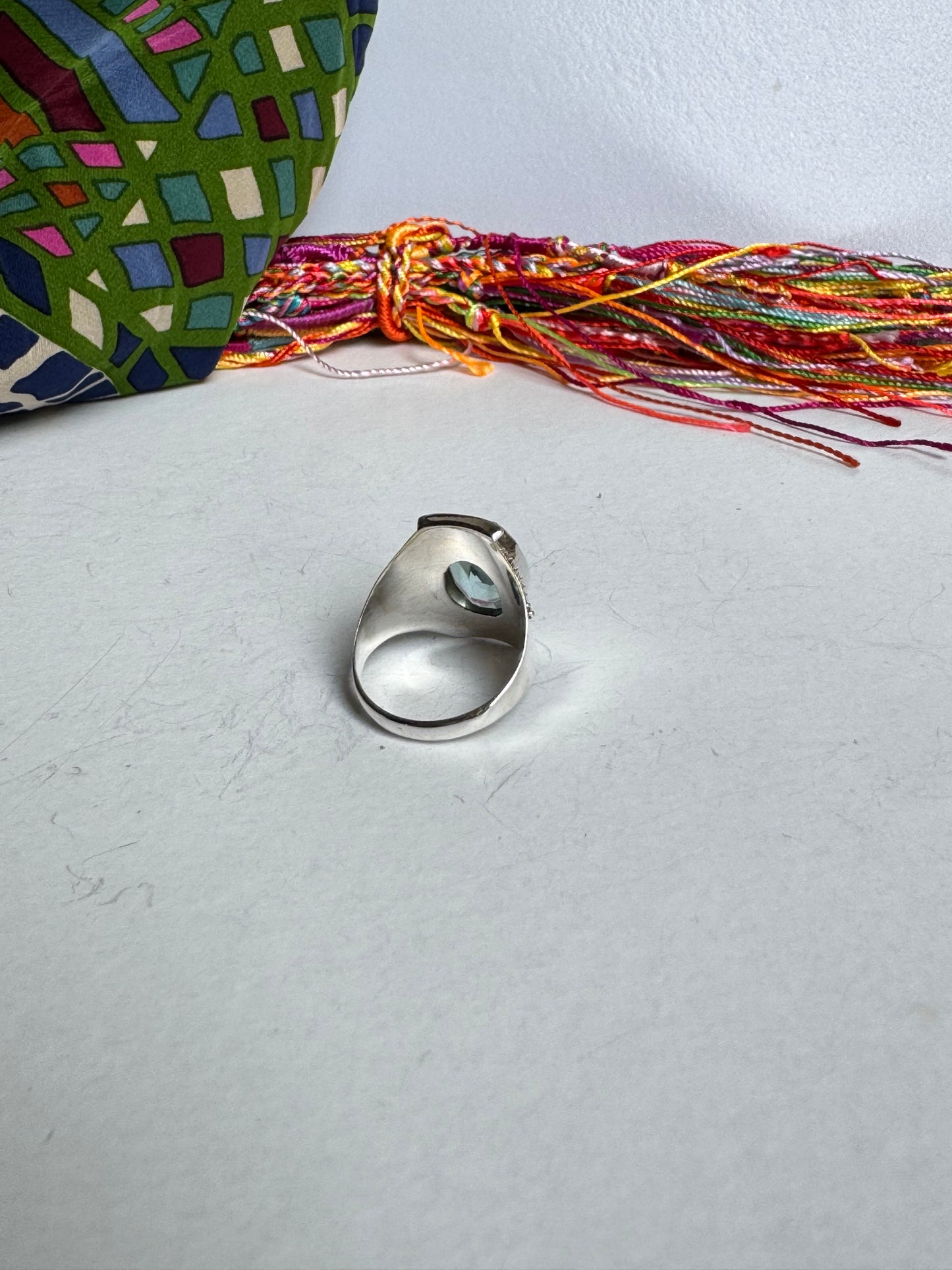 Anello argento 925 acquamarina misura 19/20 - 22K