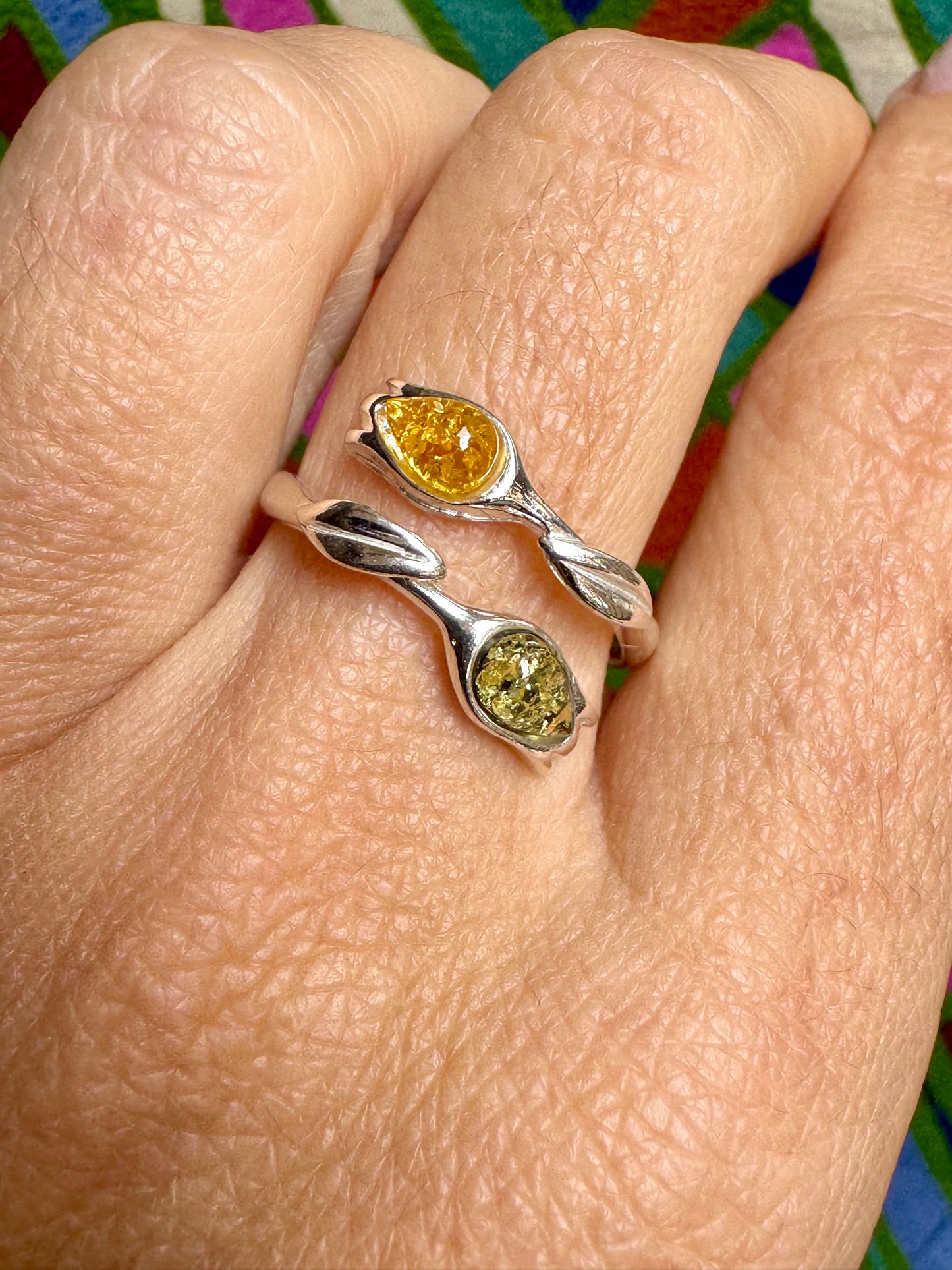 925 silver amber ring size 19 adjustable 53A
