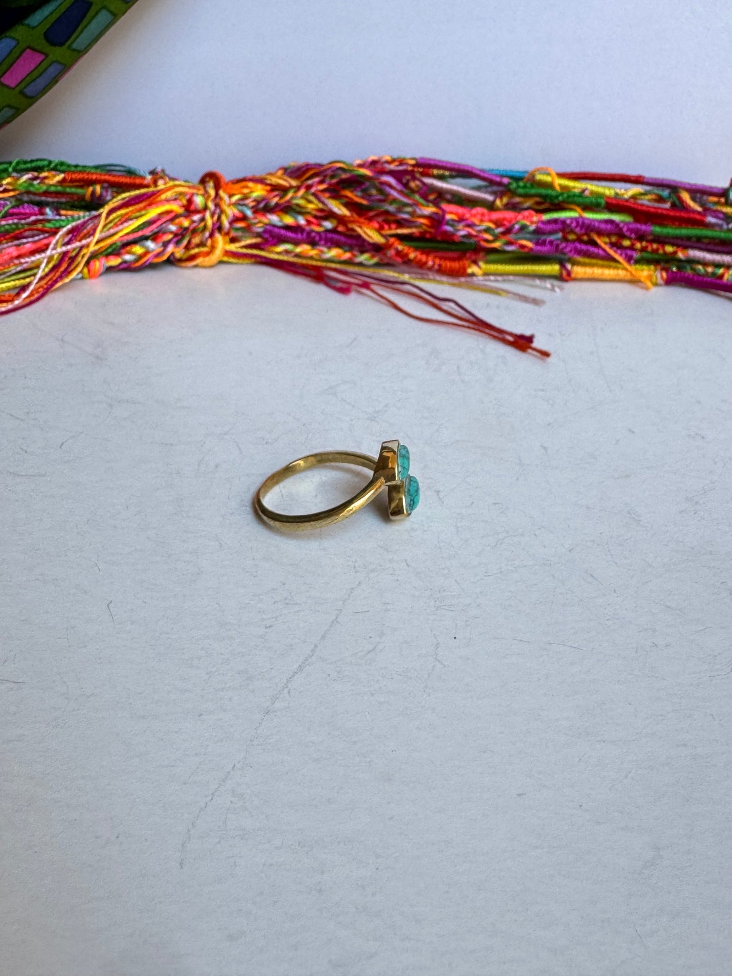 Anello boho dorato turchese