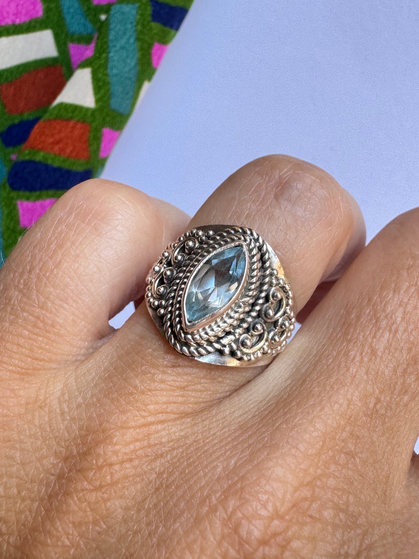 Anello argento 925 acquamarina misura 14 - 11UM