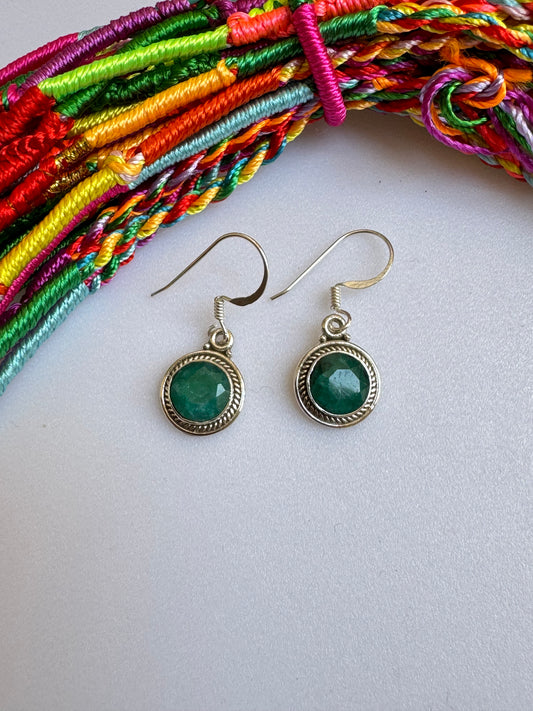 Emerald root 925 silver earrings