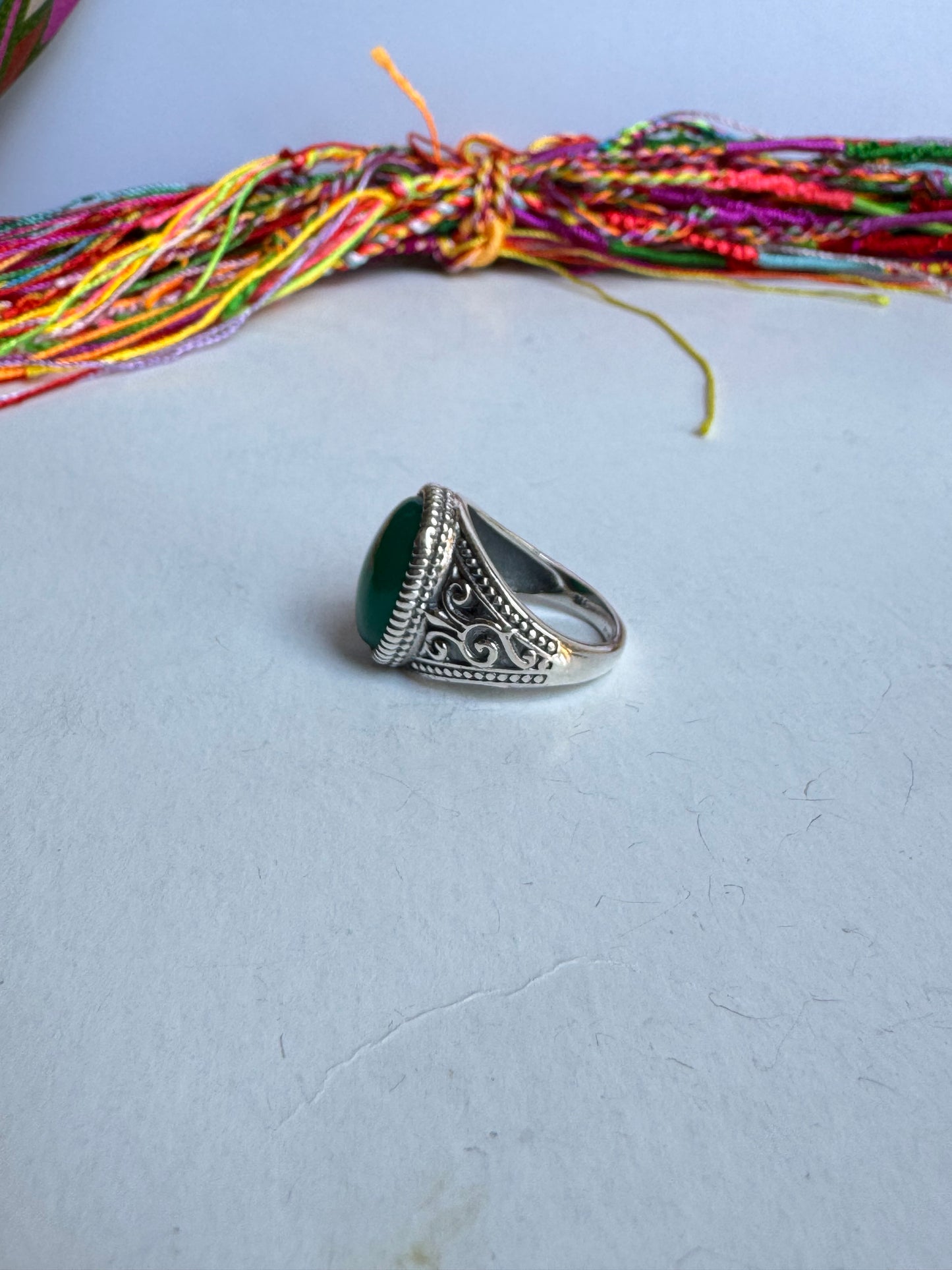 Anello argento 925 onice verde misura 16/17 OV1