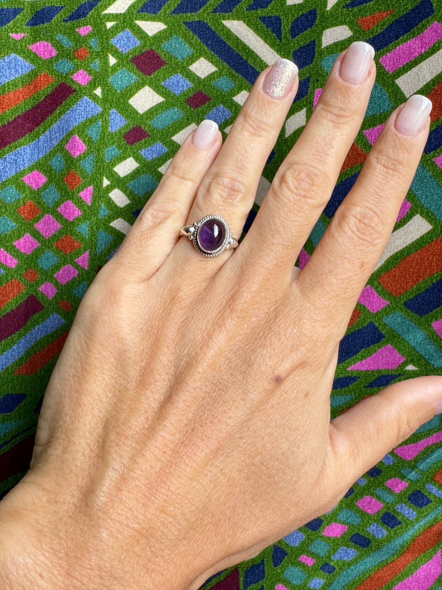 925 silver ring amethyst E77