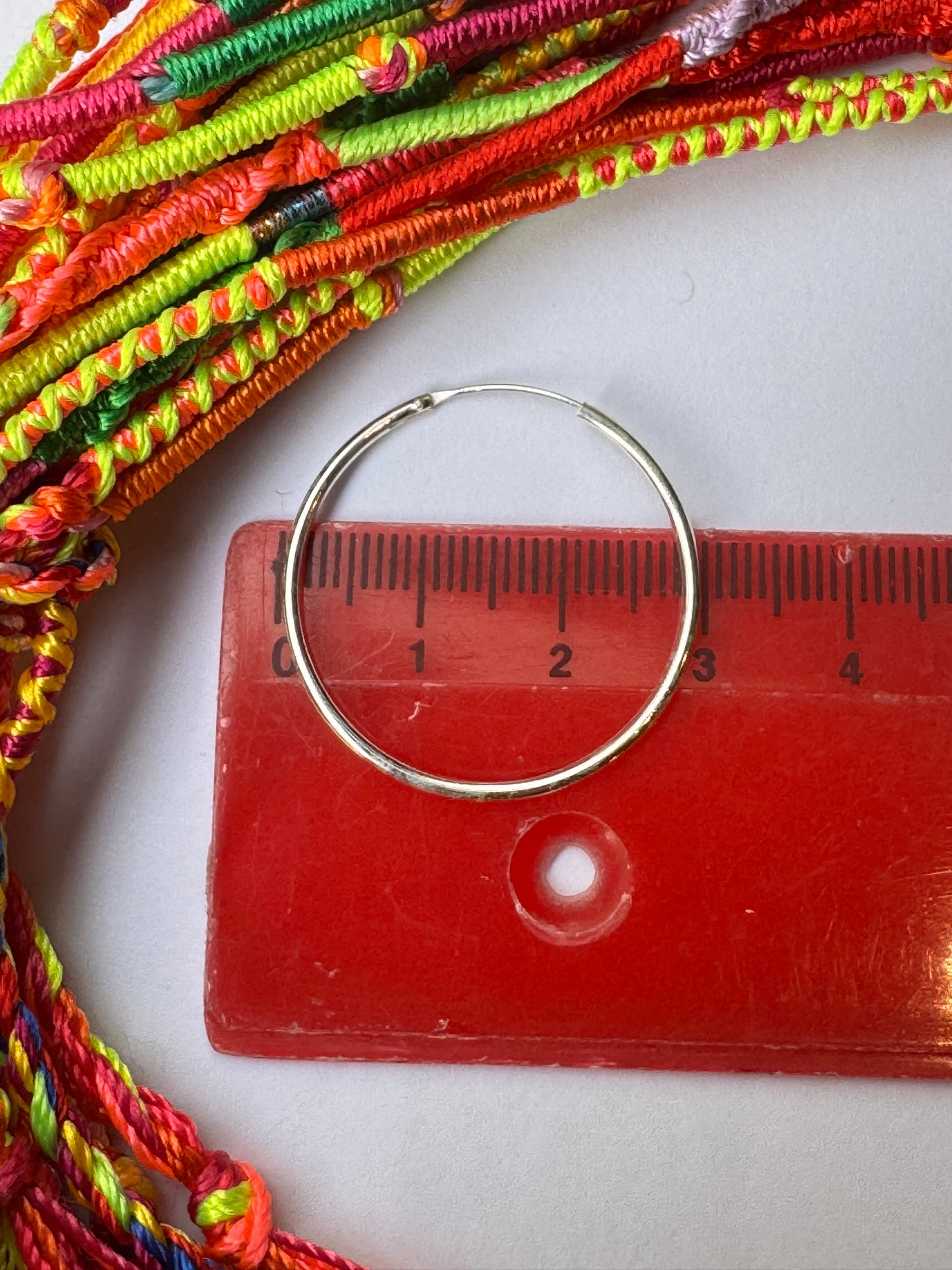 Single earring smooth circle 3cm 925 silver W18