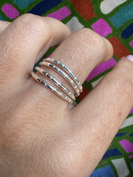 925 silver ring adjustable band size 16/17- Z72