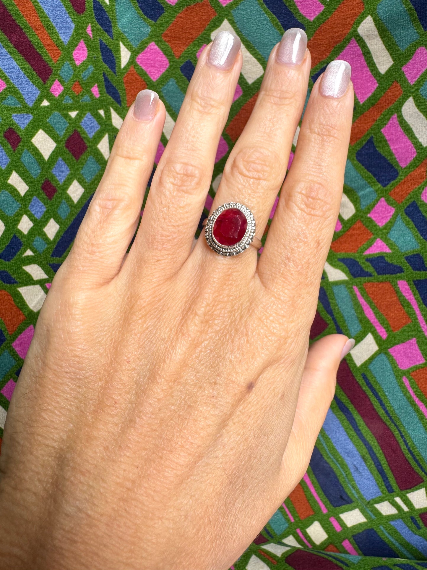 Anello argento 925 radice di rubino misura 15 - 20AM