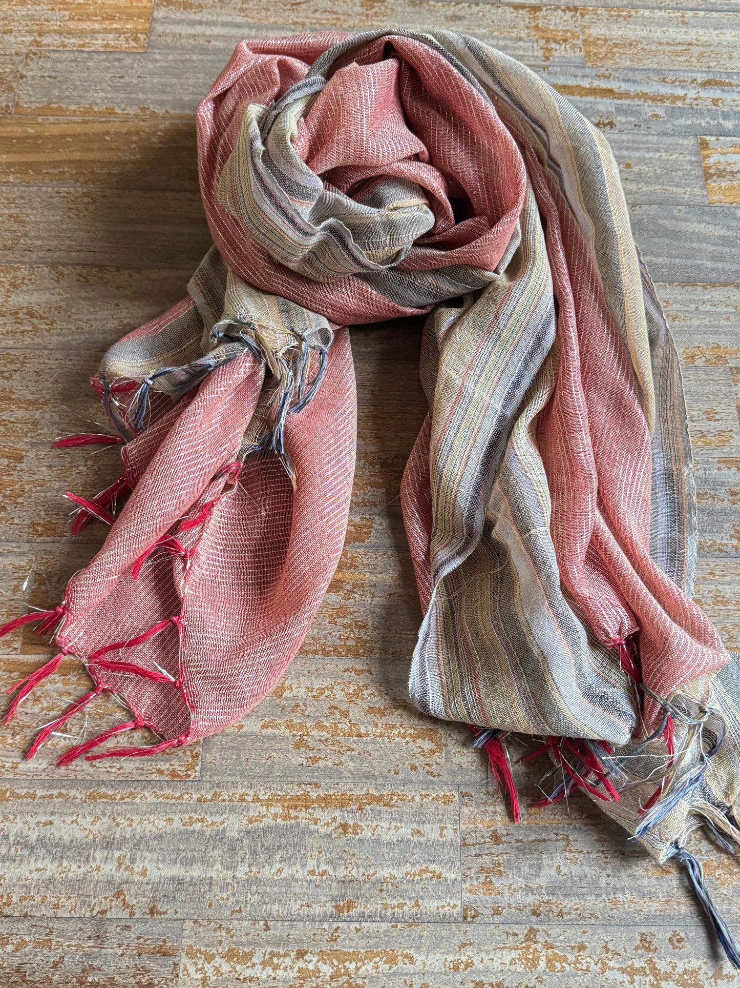 Pashmina scarf stole India green and pink