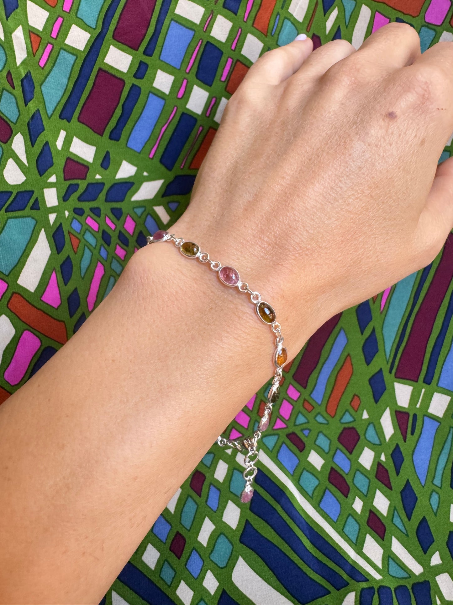 925 Silber Turmalin Armband B63