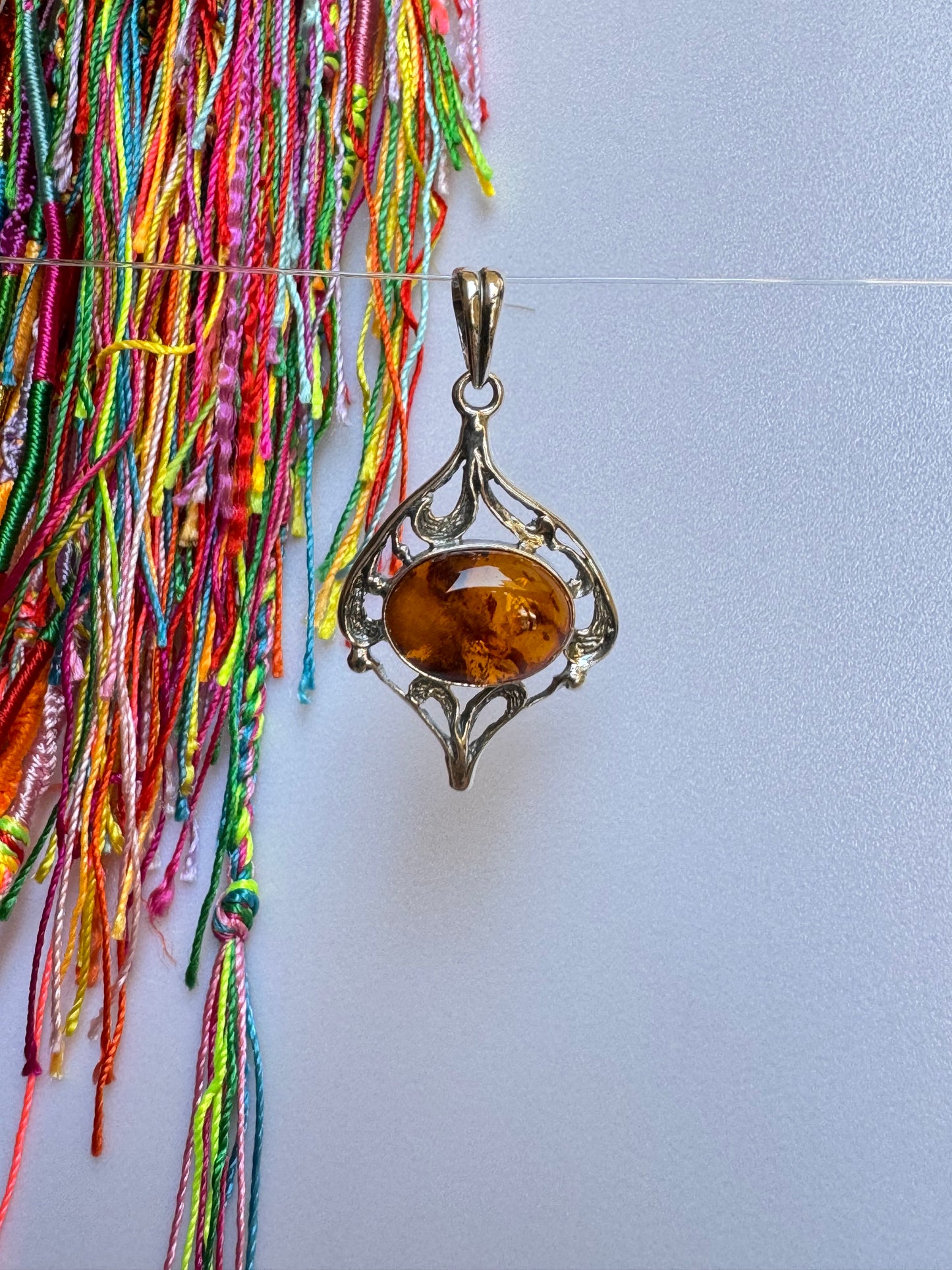 C13 amber 925 silver pendant