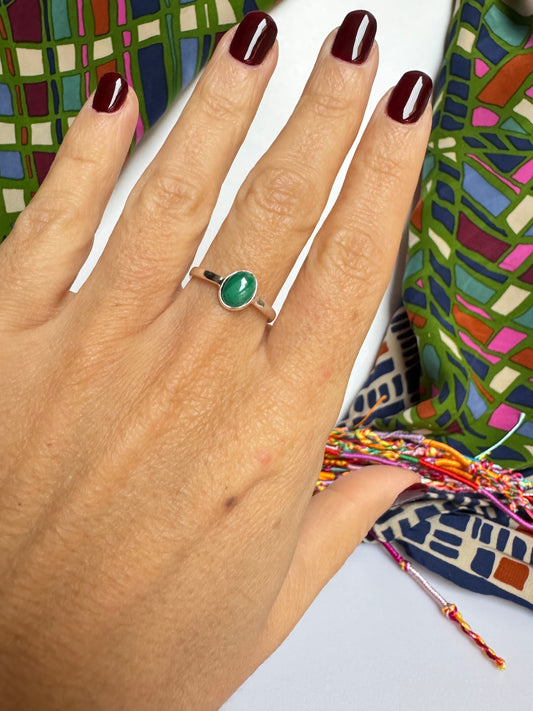 Anello argento 925 malachite misura 18 M18