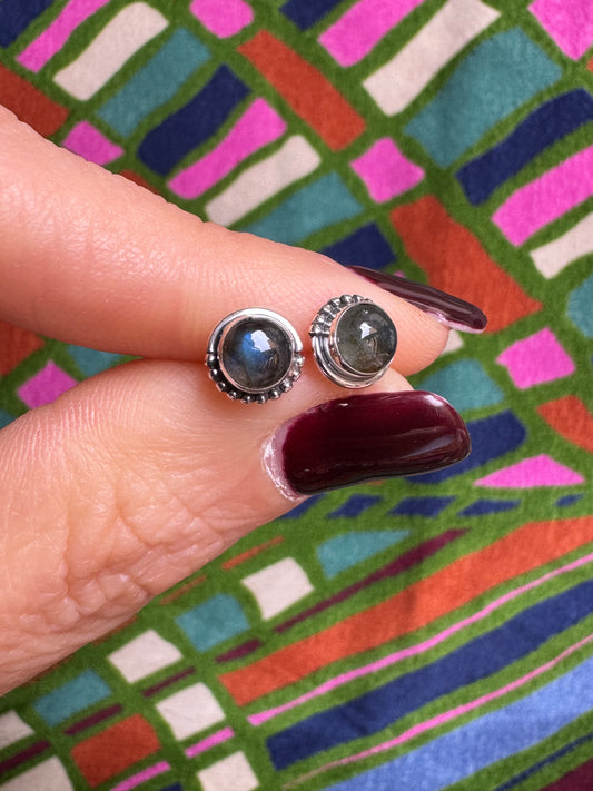 Orecchini mini lobo argento925 labradorite