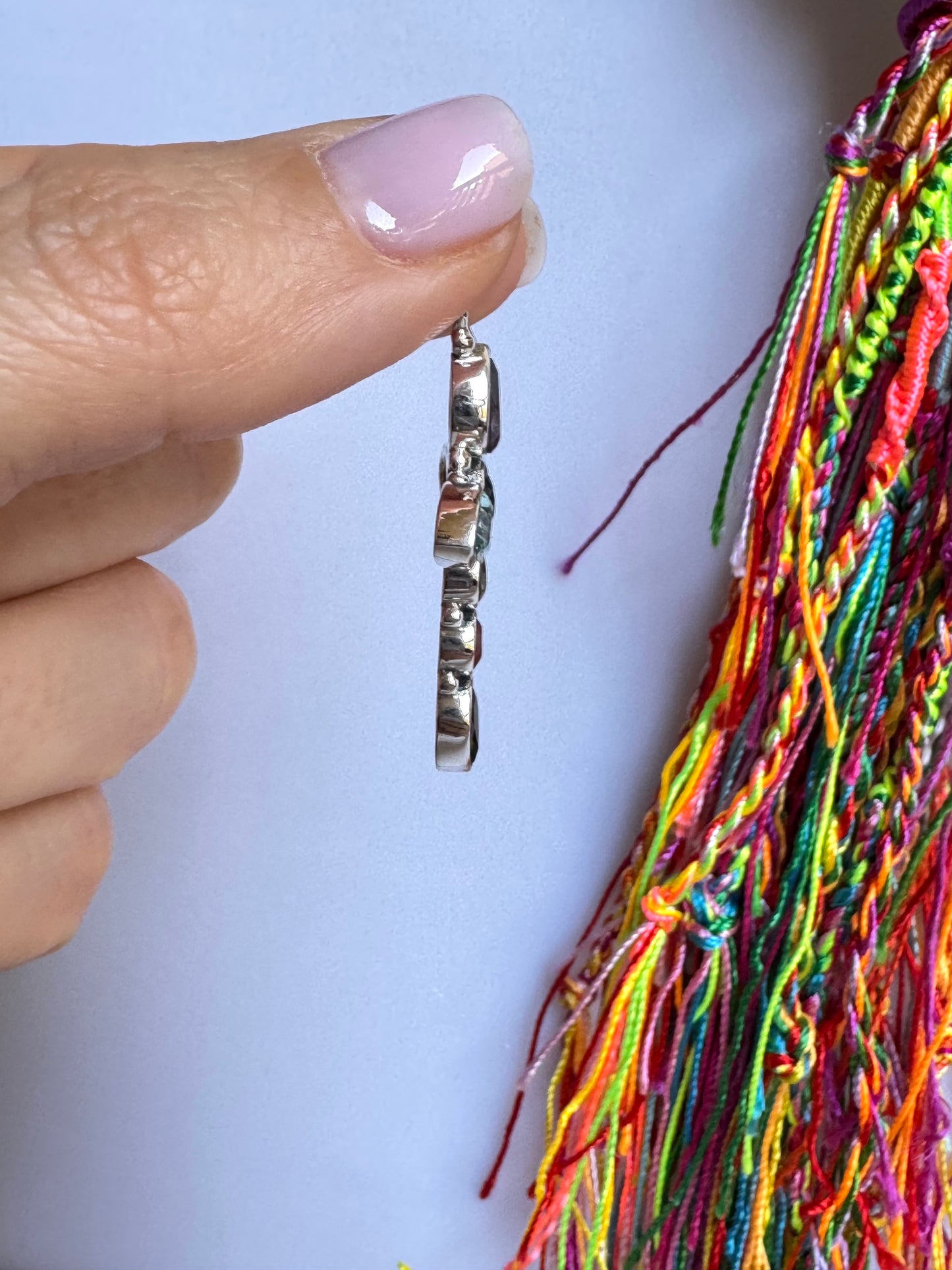 Ciondolo argento 925 croce 7 chakra V12