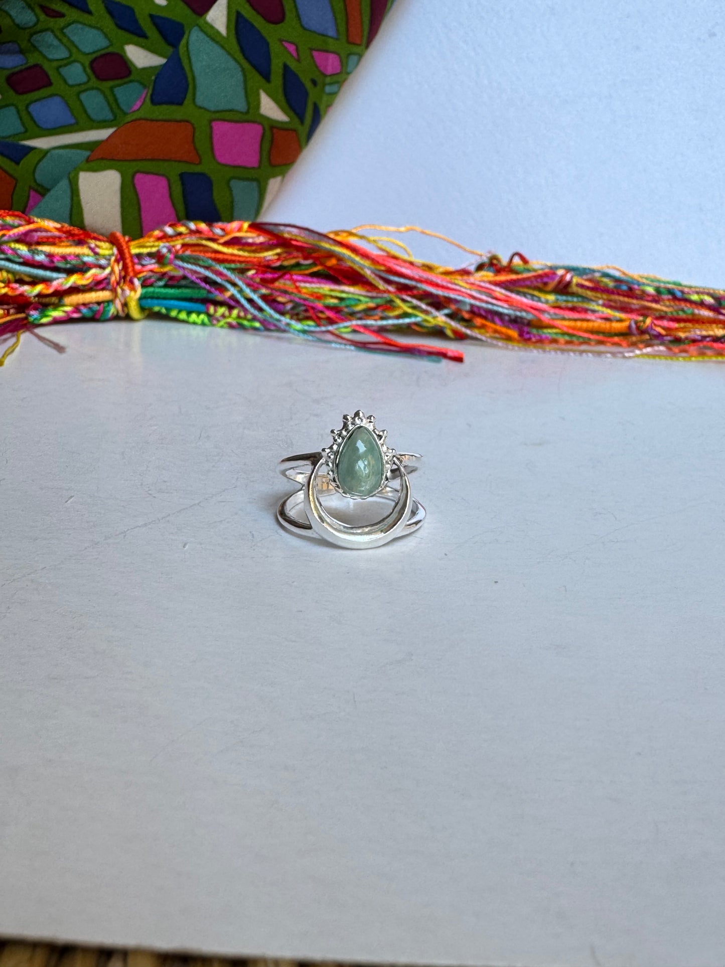 Anello boho argentato amazzonite