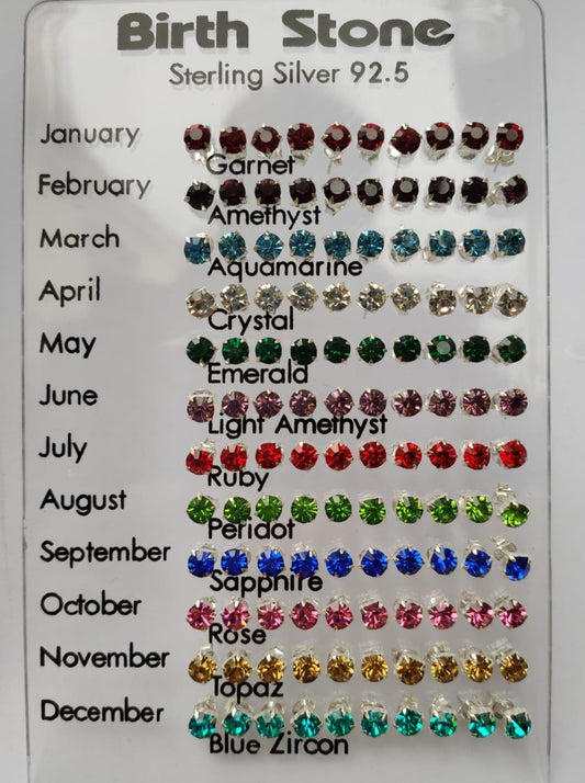 4/5 mm Ohrstecker in verschiedenen Farben, 925er Silber