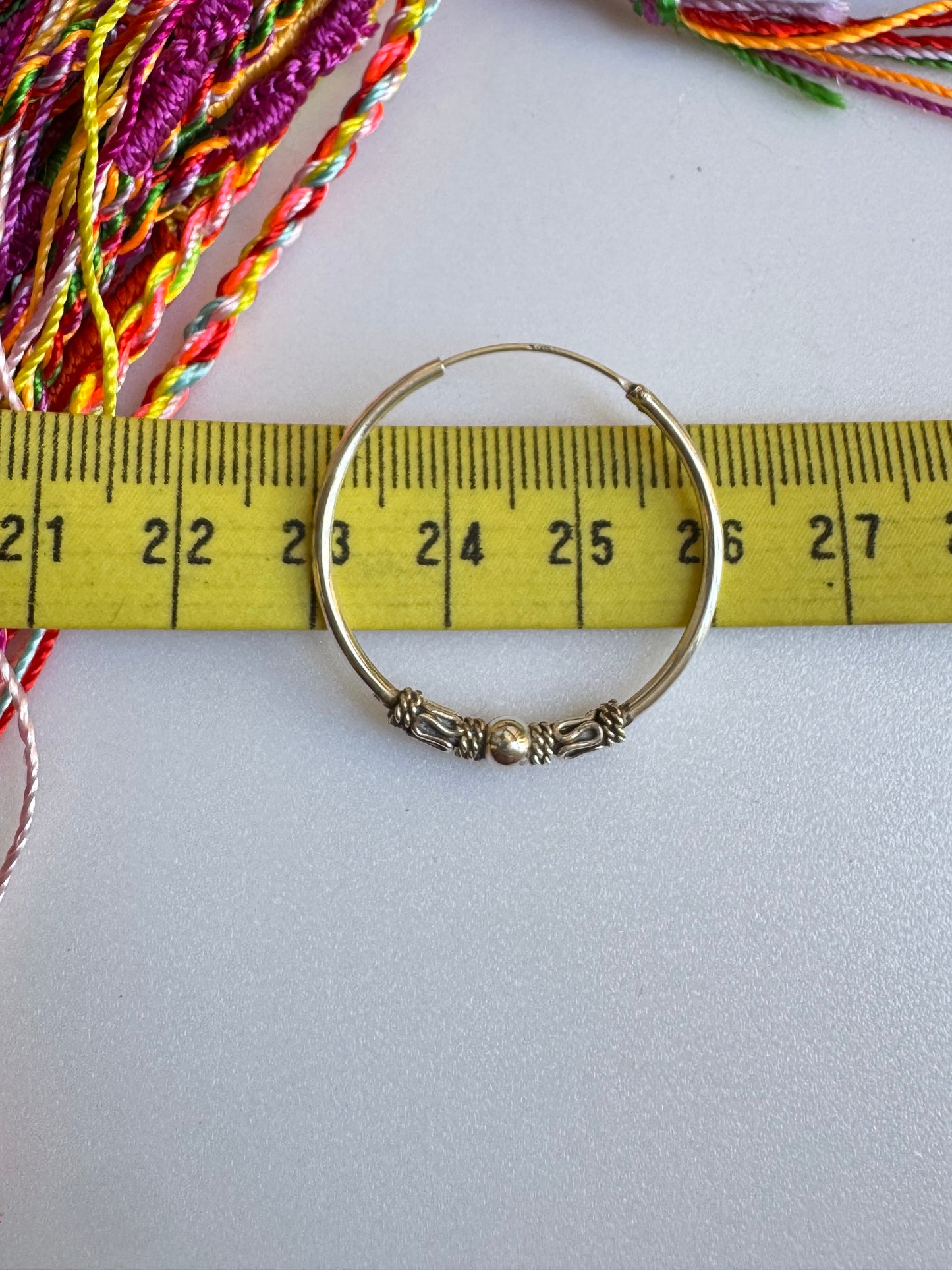 Orecchino singolo cerchio boho argento 925 3 cm W36 difettato