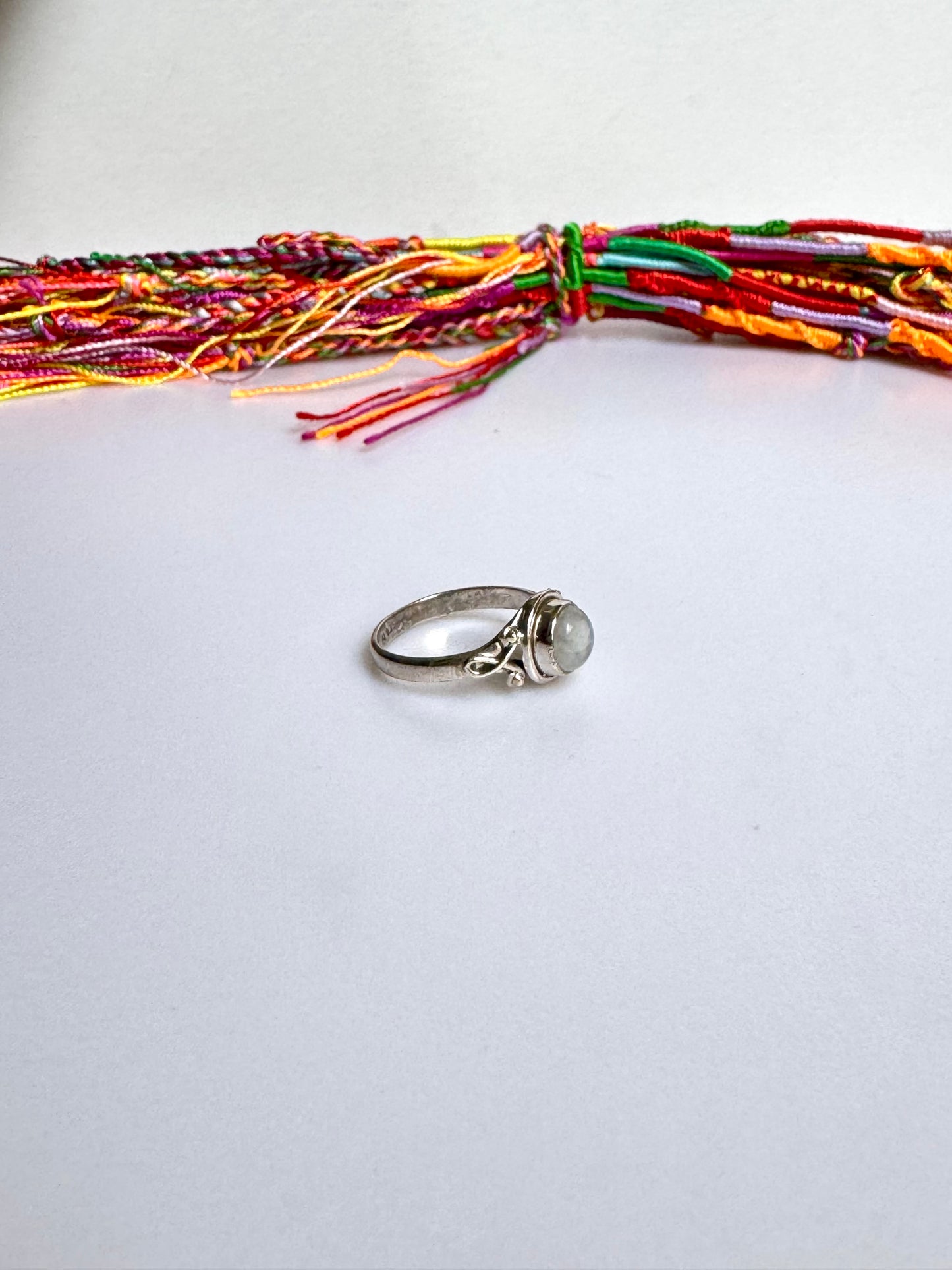 Anello argento 925 Pietra di luna arcobaleno misura 15 - 9SZ