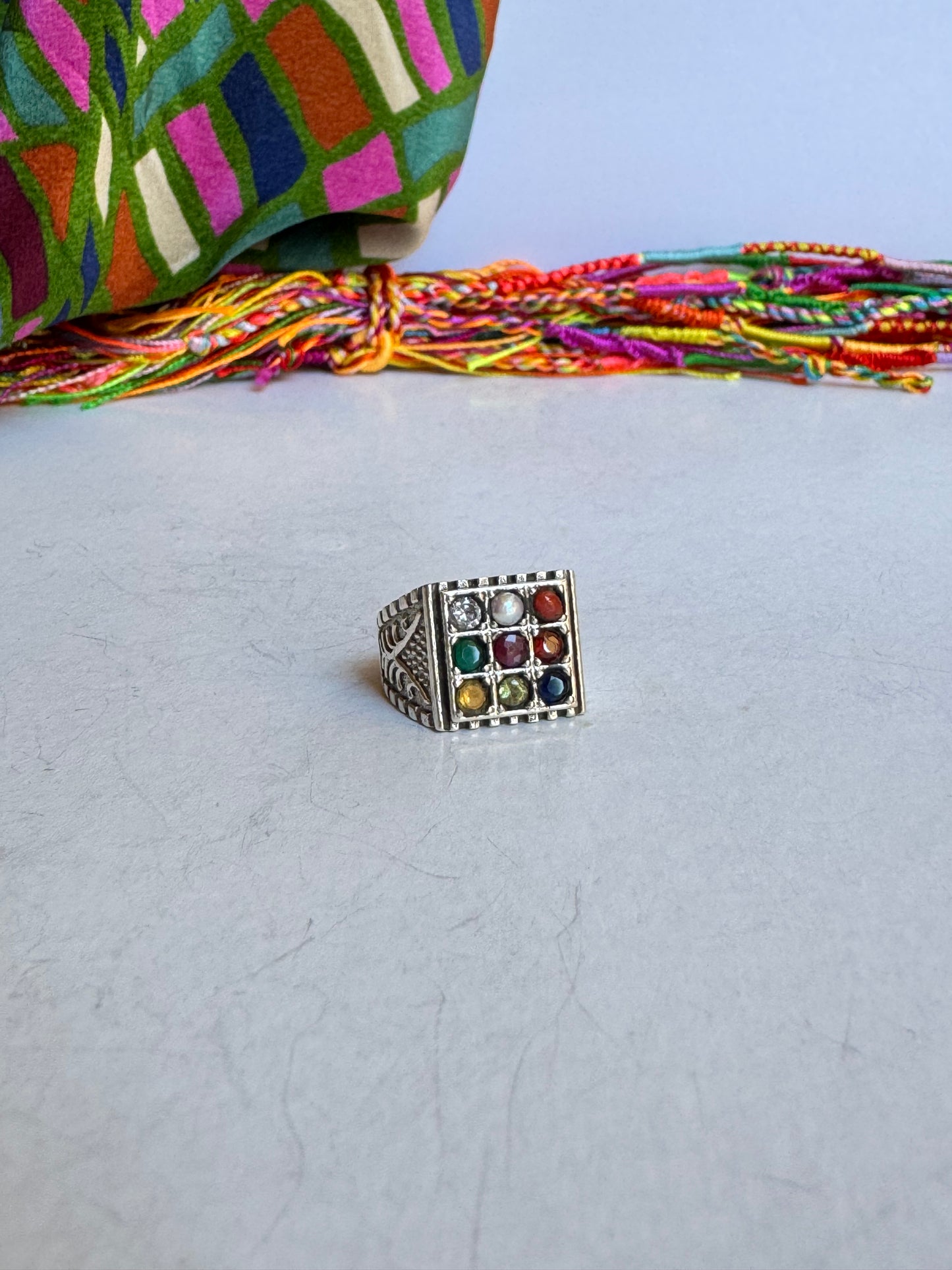 Ring Silber 925 Navaratna Größe 13 -MP5