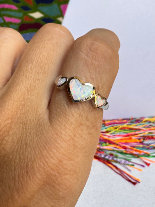 Anello argento 925 opale bianca misura 20 13OP