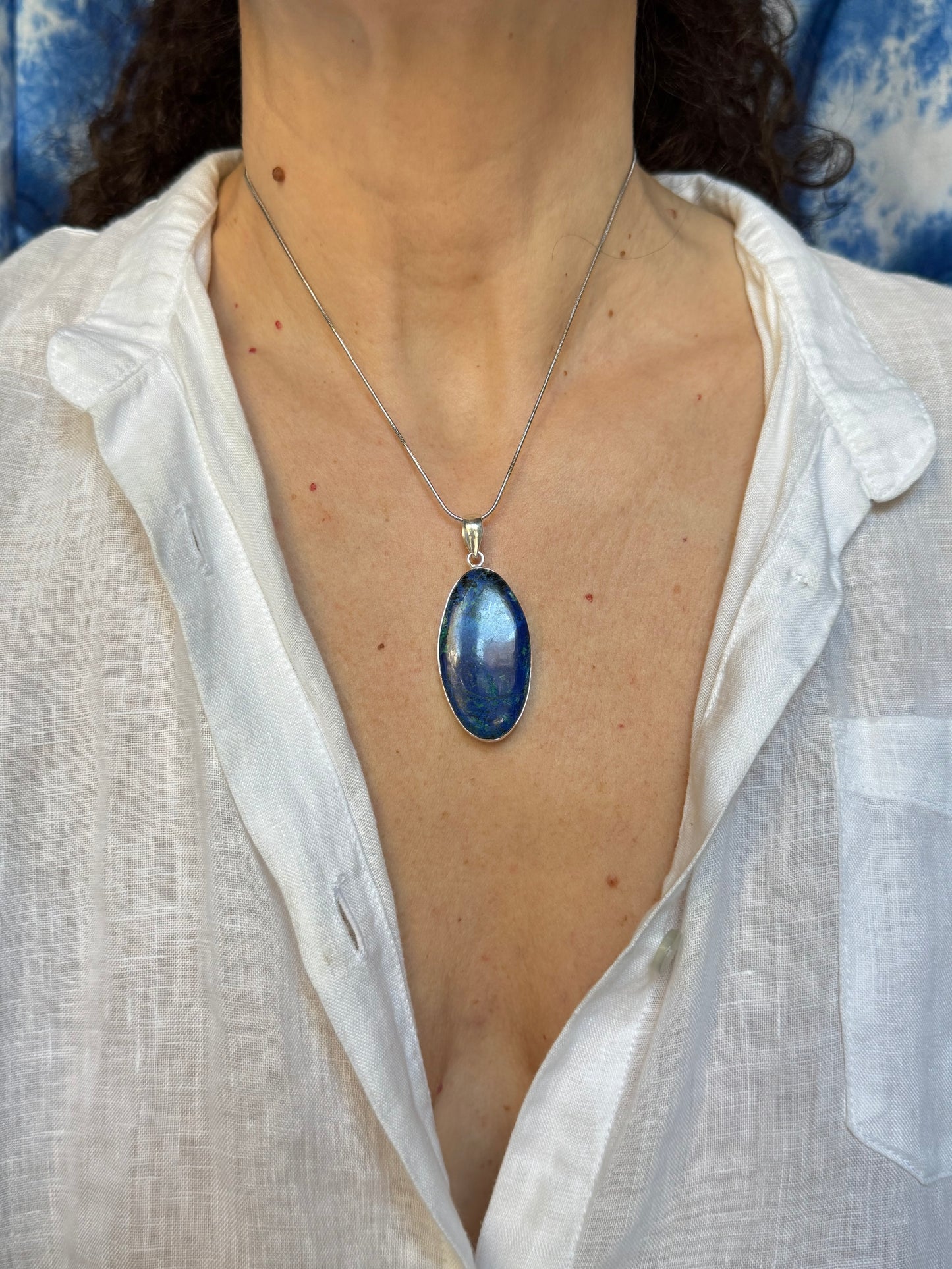 Ciondolo argento 925 azzurrite malachite 25K