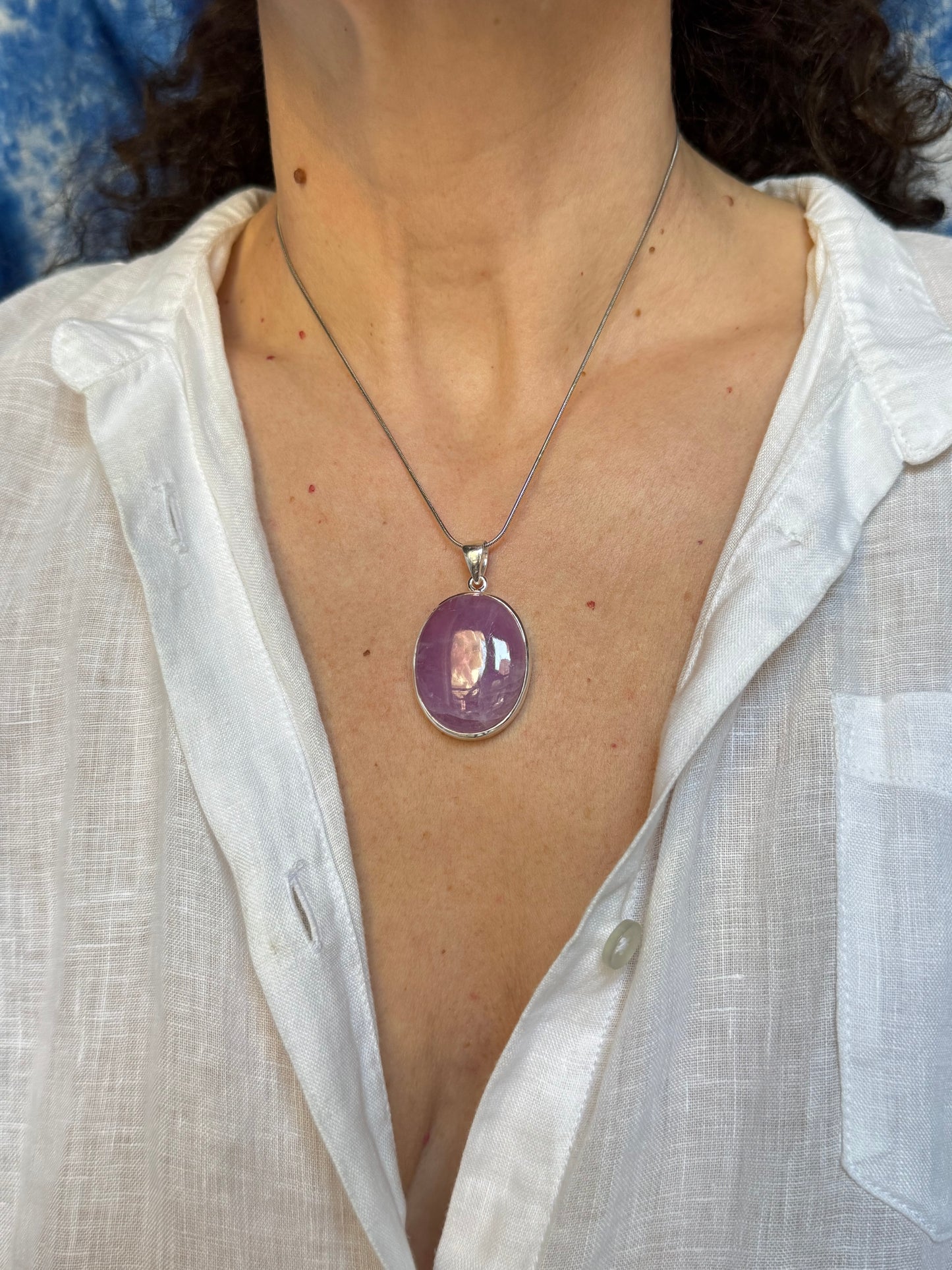 Ciondolo pendente argento 925 kunzite 21K