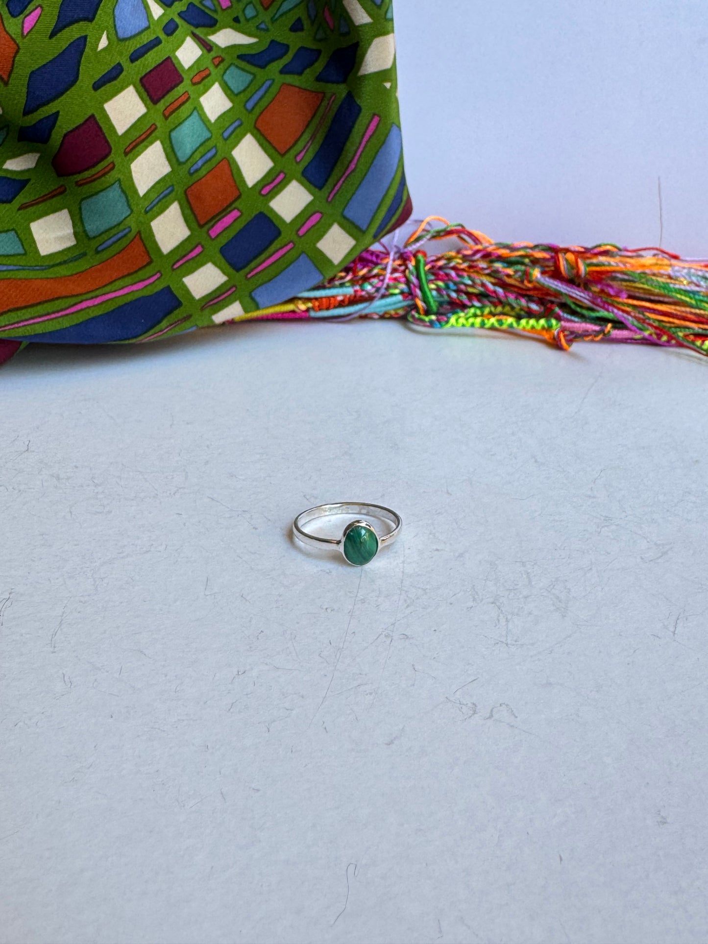 Anello argento 925 malachite misura 16 - 18WE