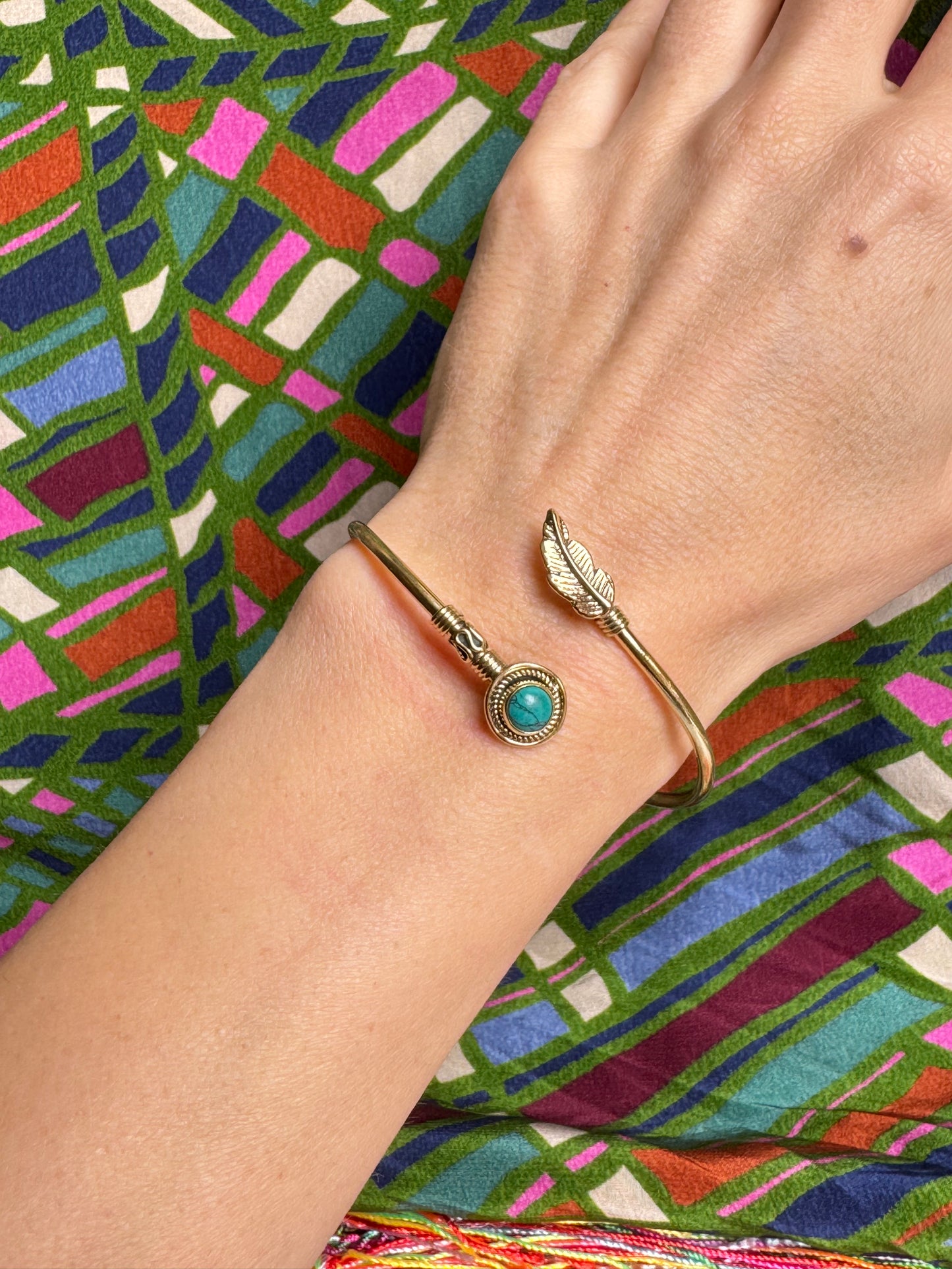Turquoise golden boho bracelet