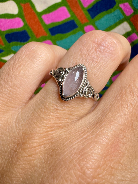 925 silver rose quartz ring size 11/12 - 2QR