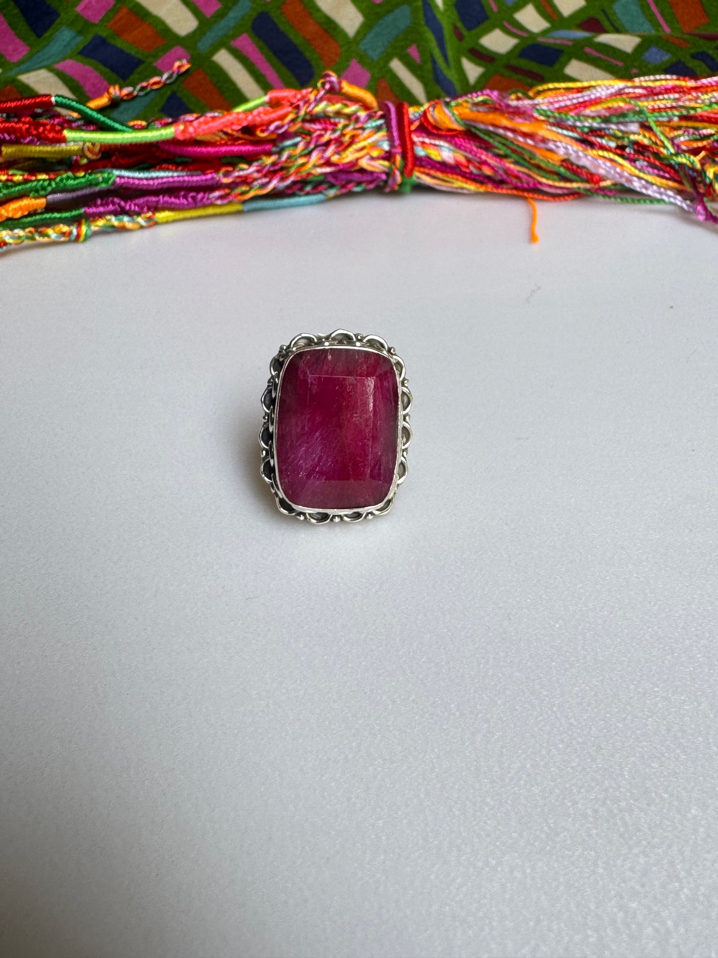 Anello argento 925 radice di rubino misura 15 - 13AM