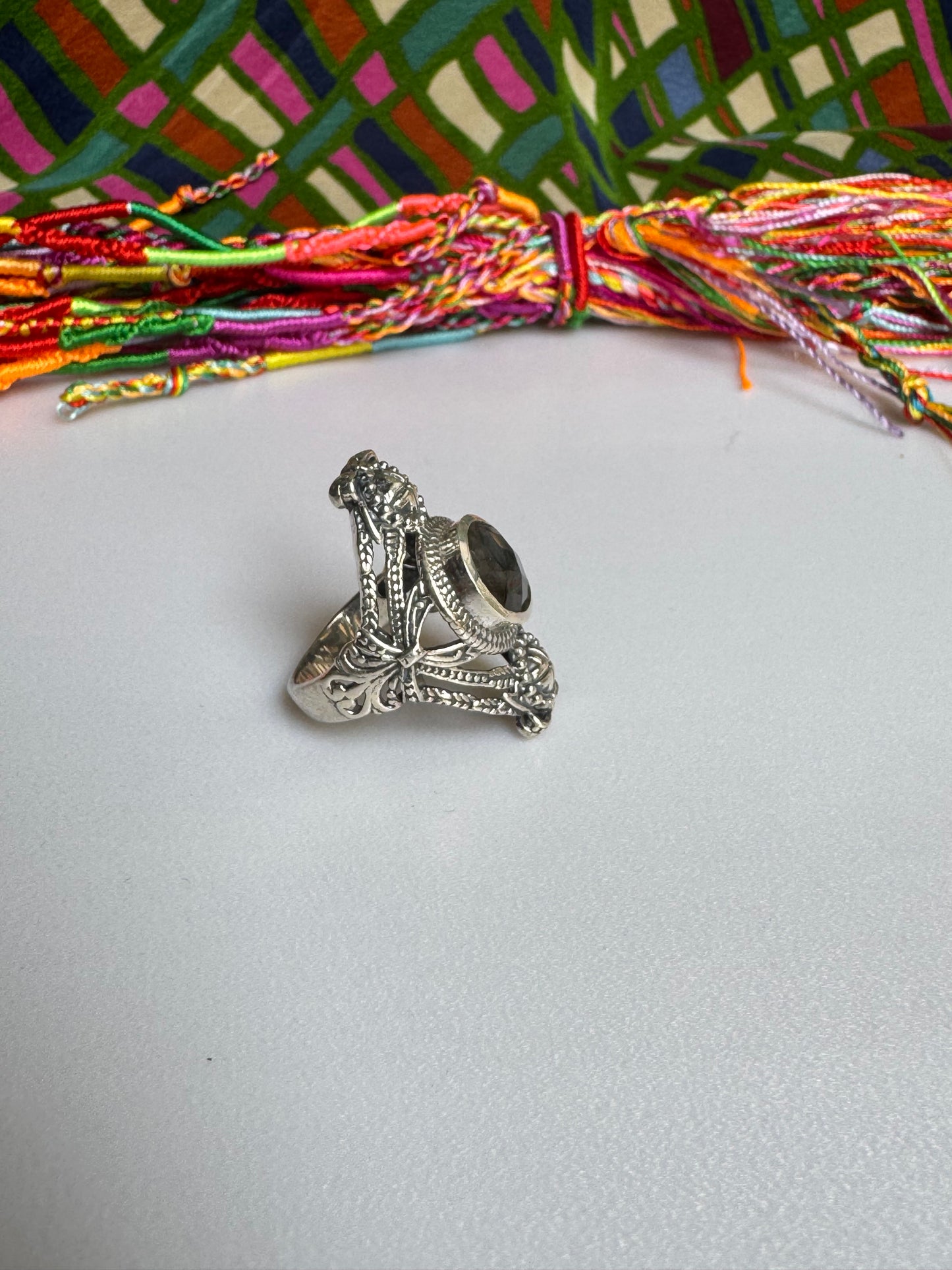 Labradoritring aus 925er Sterlingsilber, Größe 17/18 - 5LA