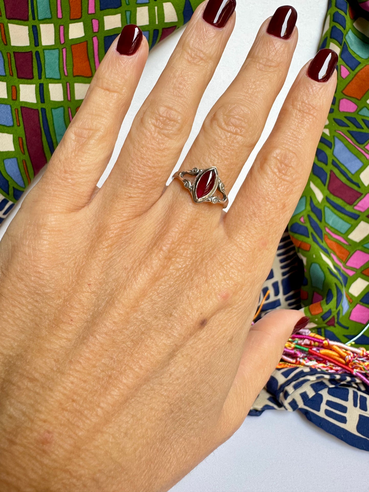 Anello argento 925 granato misura 17 - 3GR