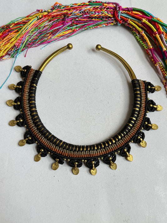 Golden macramé collar