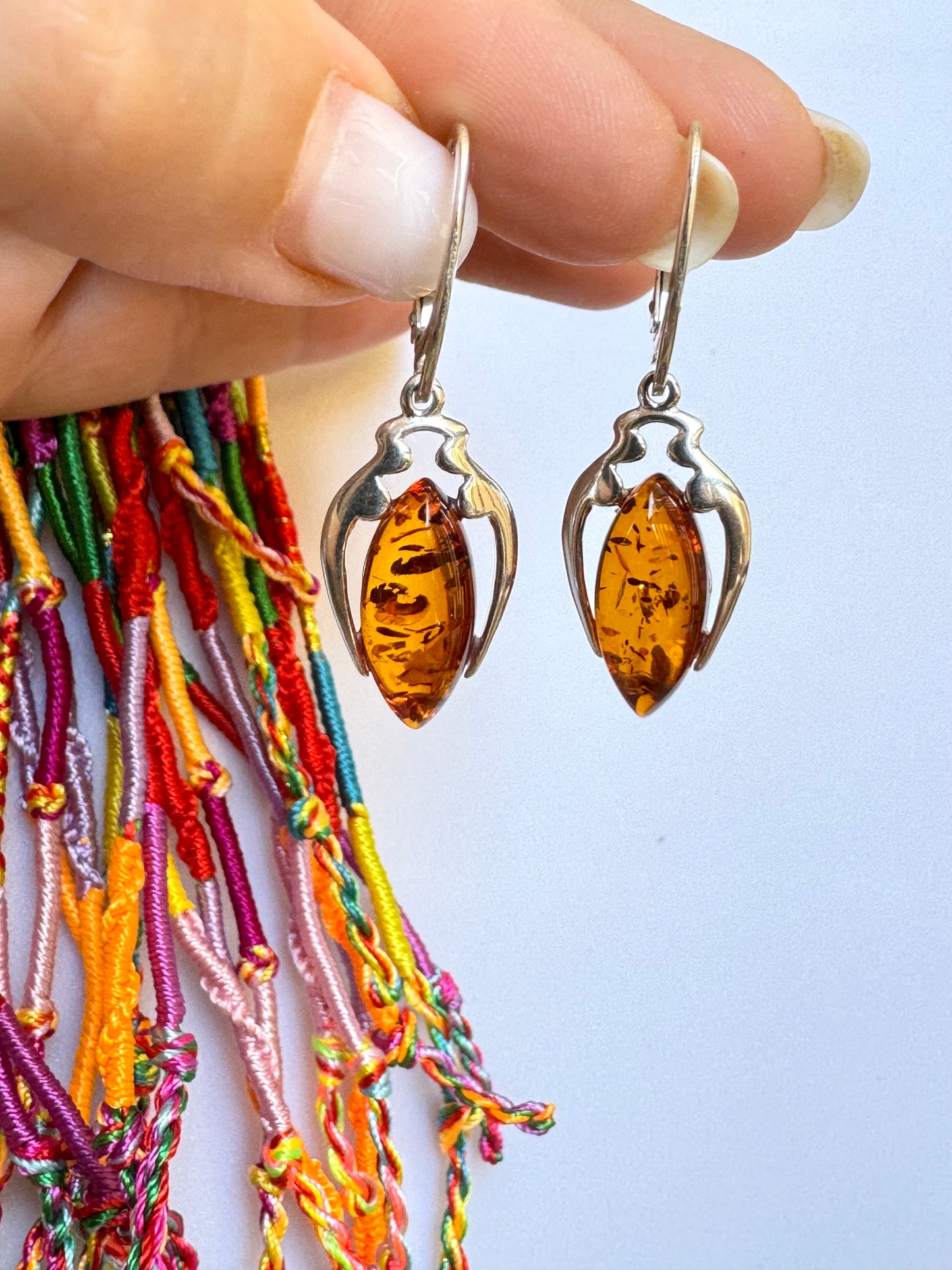 Silver 925 amber earrings A4