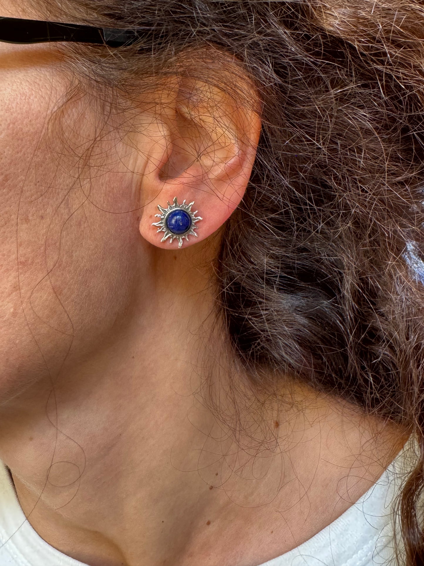 925 silver lapis lazuli stud earrings