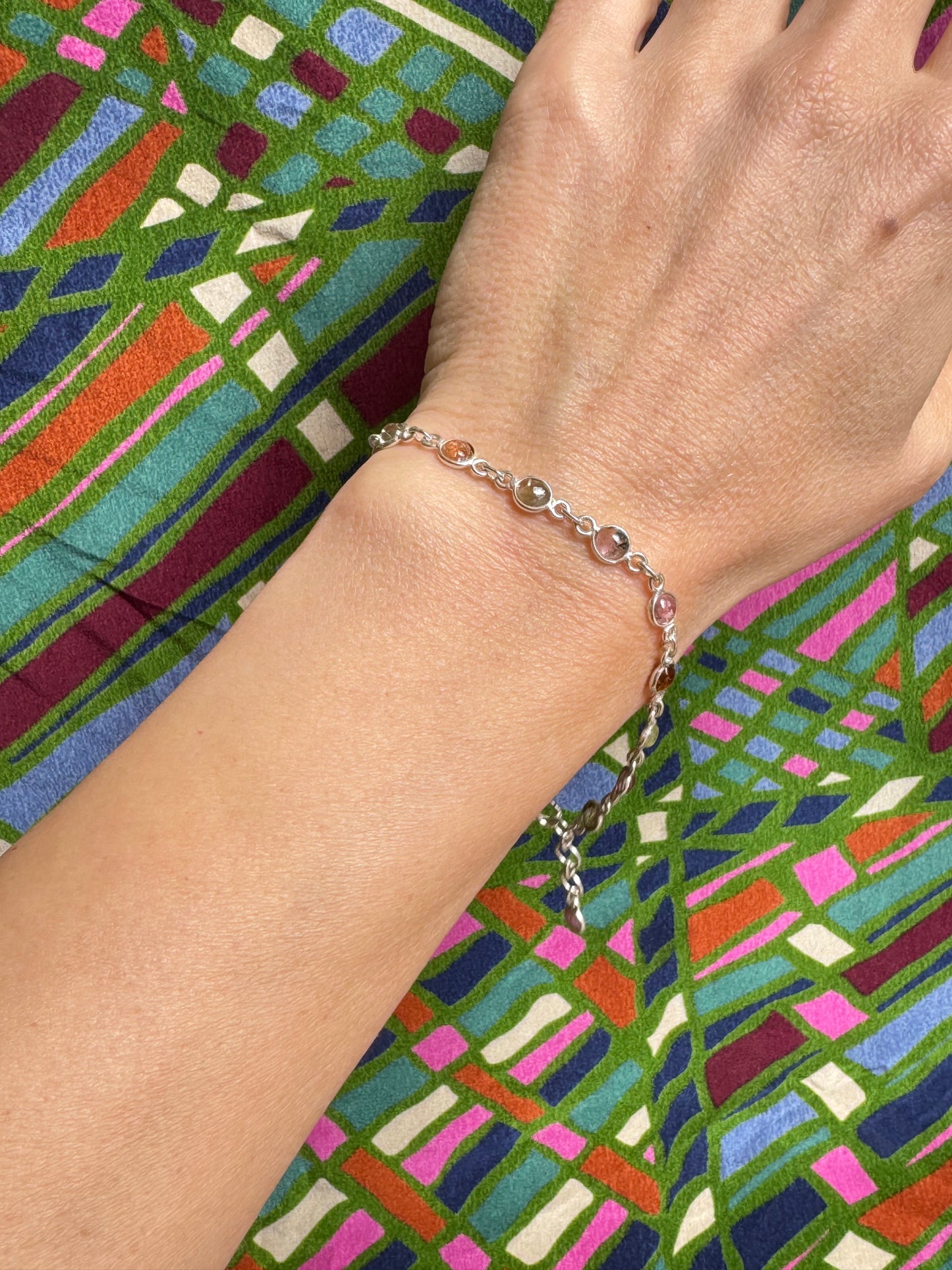 925 Silber Armband Turmaline B47