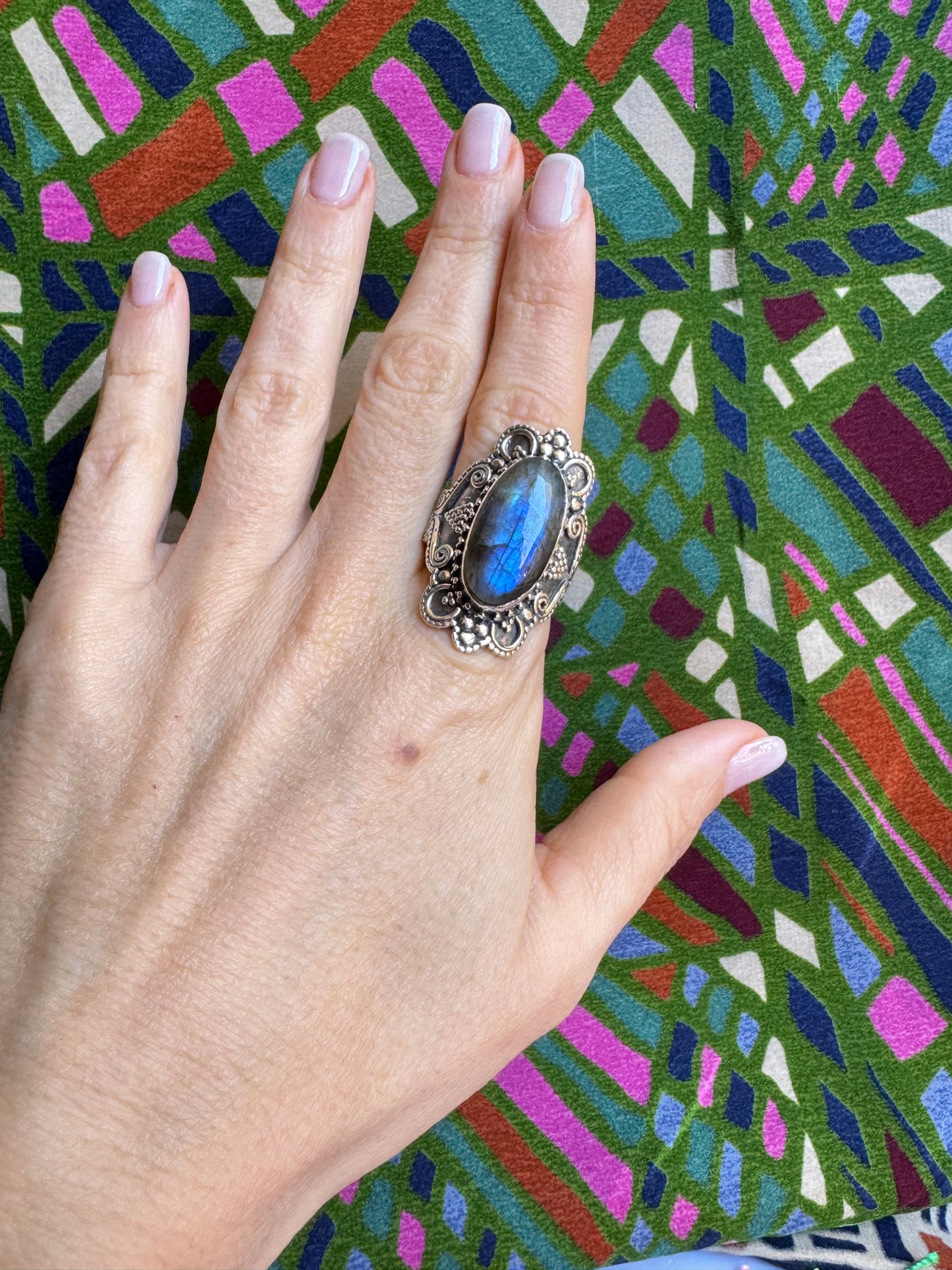 Labradorit 925 Silber Ring Größe 24 - F77