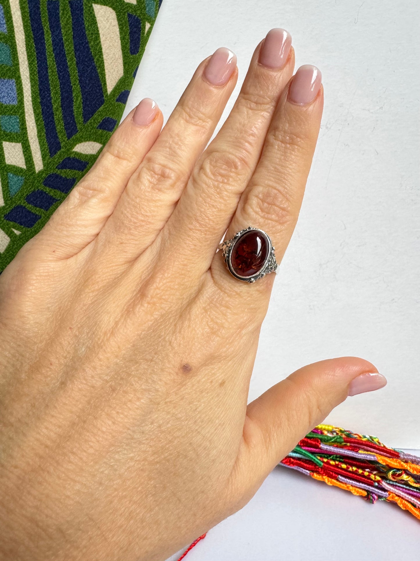 Anello argento 925 ambra misura 18/19 - 26AMB