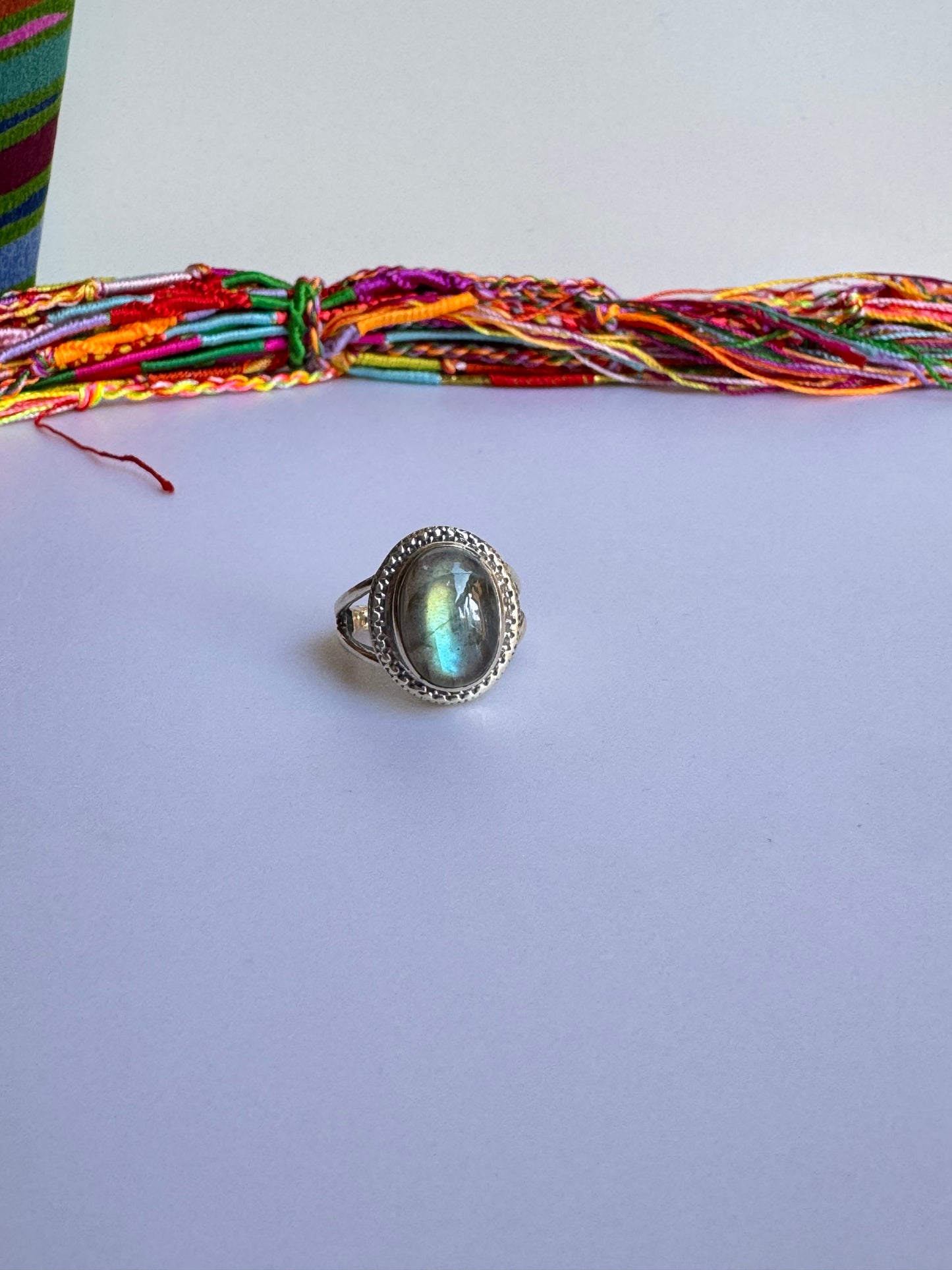 Anello argento 925 labradorite misura 16 M11
