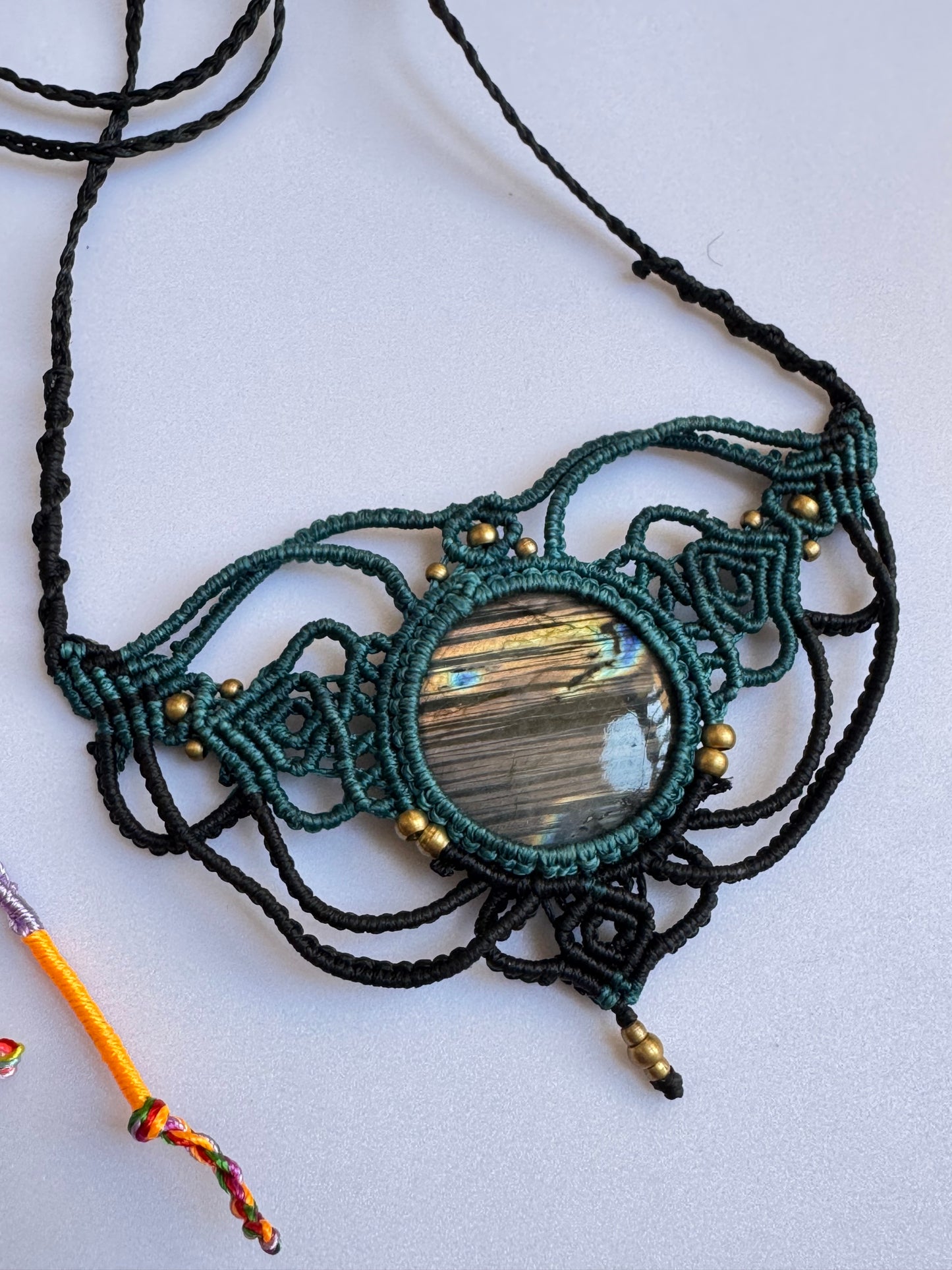 Collana macramè labradorite L
