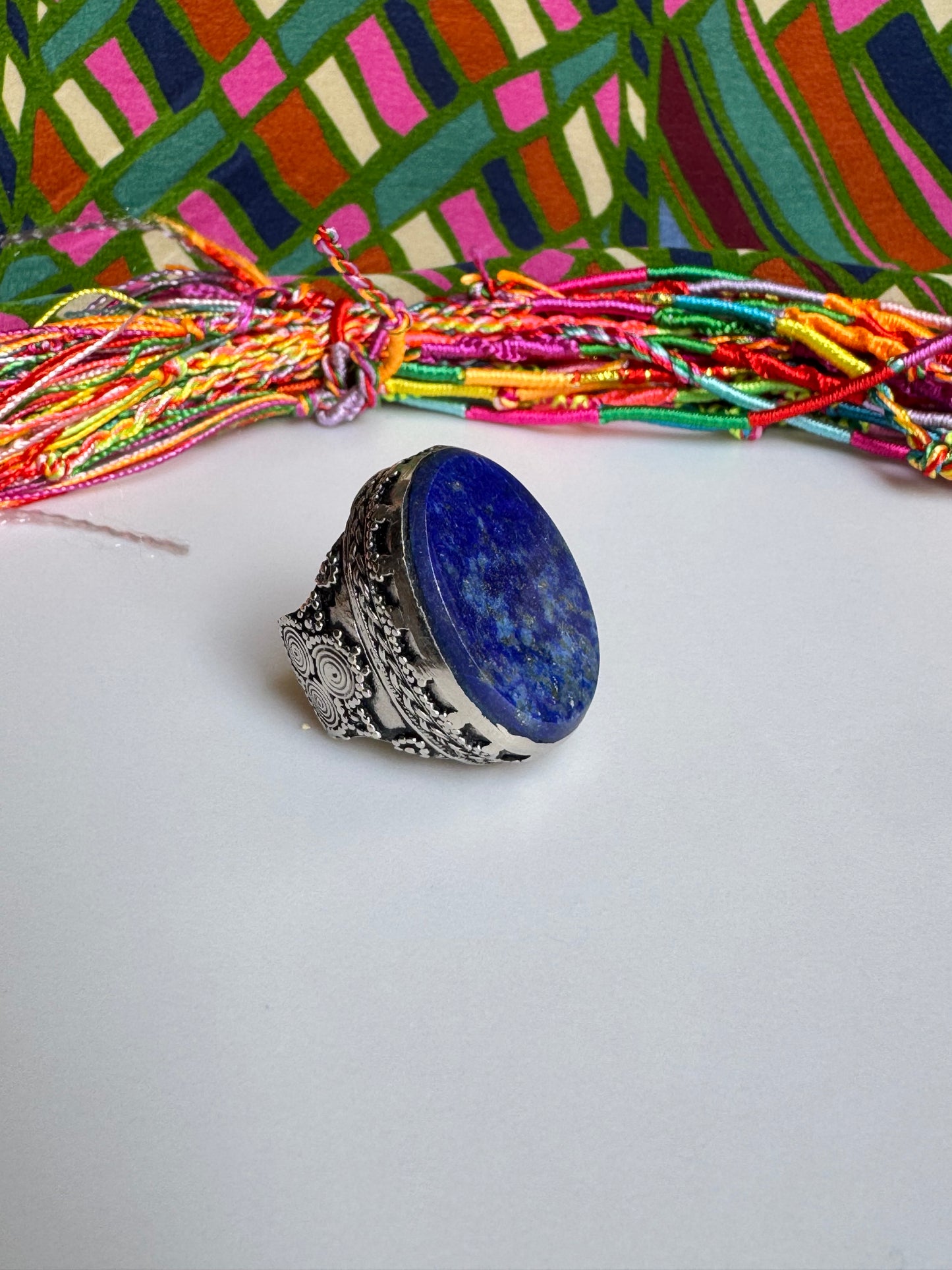 Antique vintage lapis lazuli hard stone ring