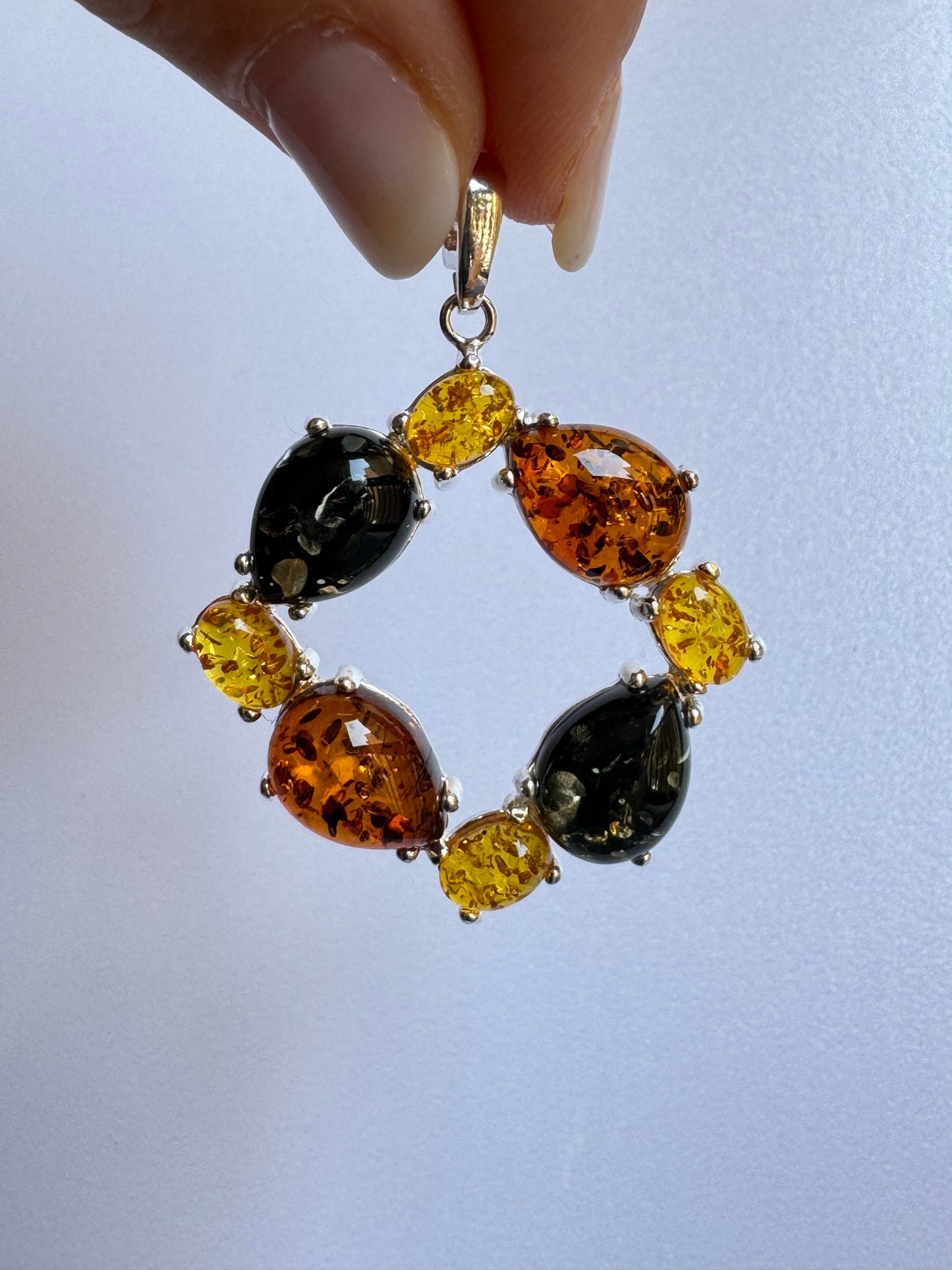 C12 amber 925 silver pendant