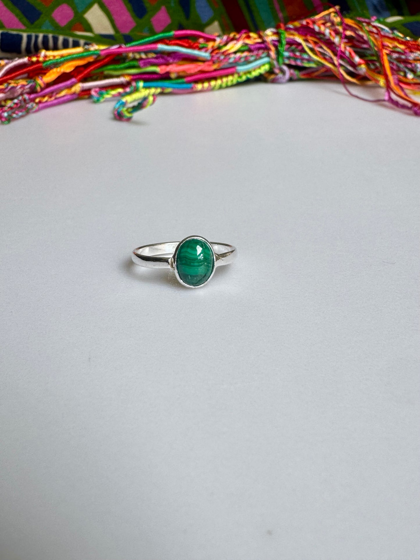 925 silver malachite ring size 9/10 - G20