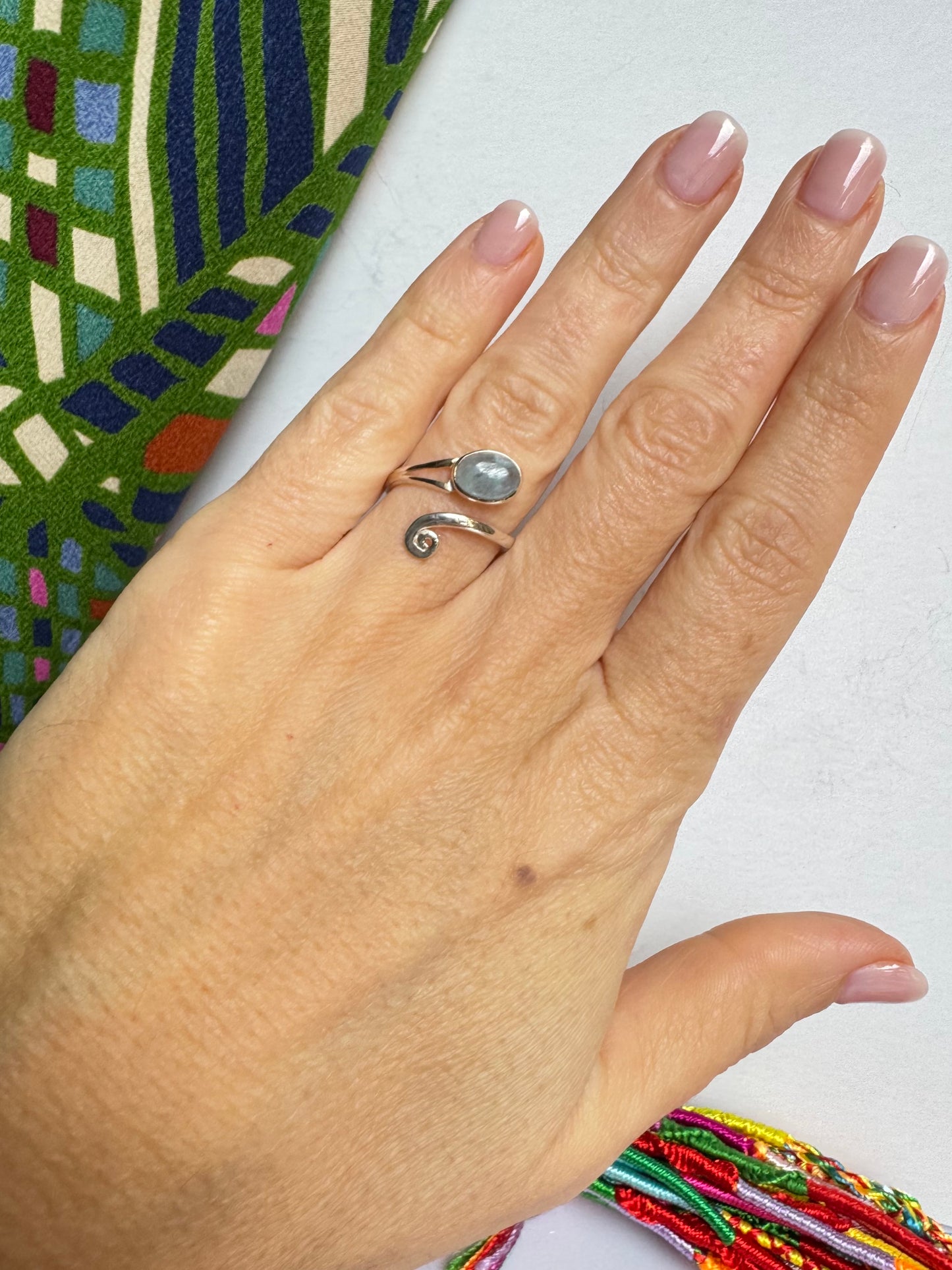 Anello argento 925 regolabile acquamarina misura 11 - 2SZ