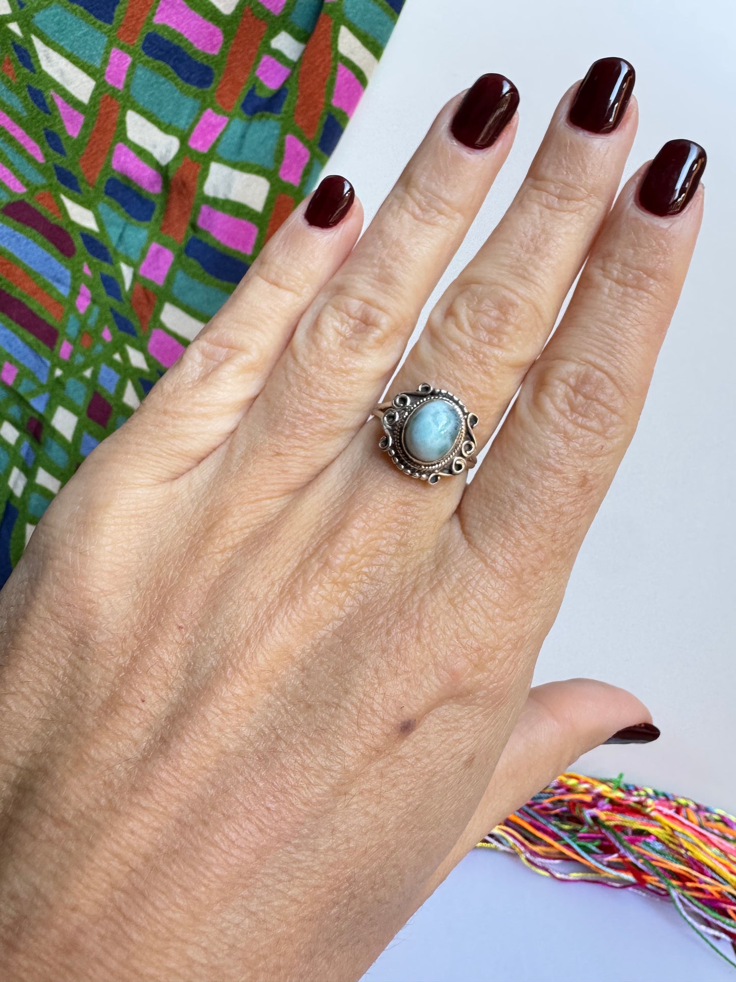 Anello argento 925 larimar misura 14 - 3LA